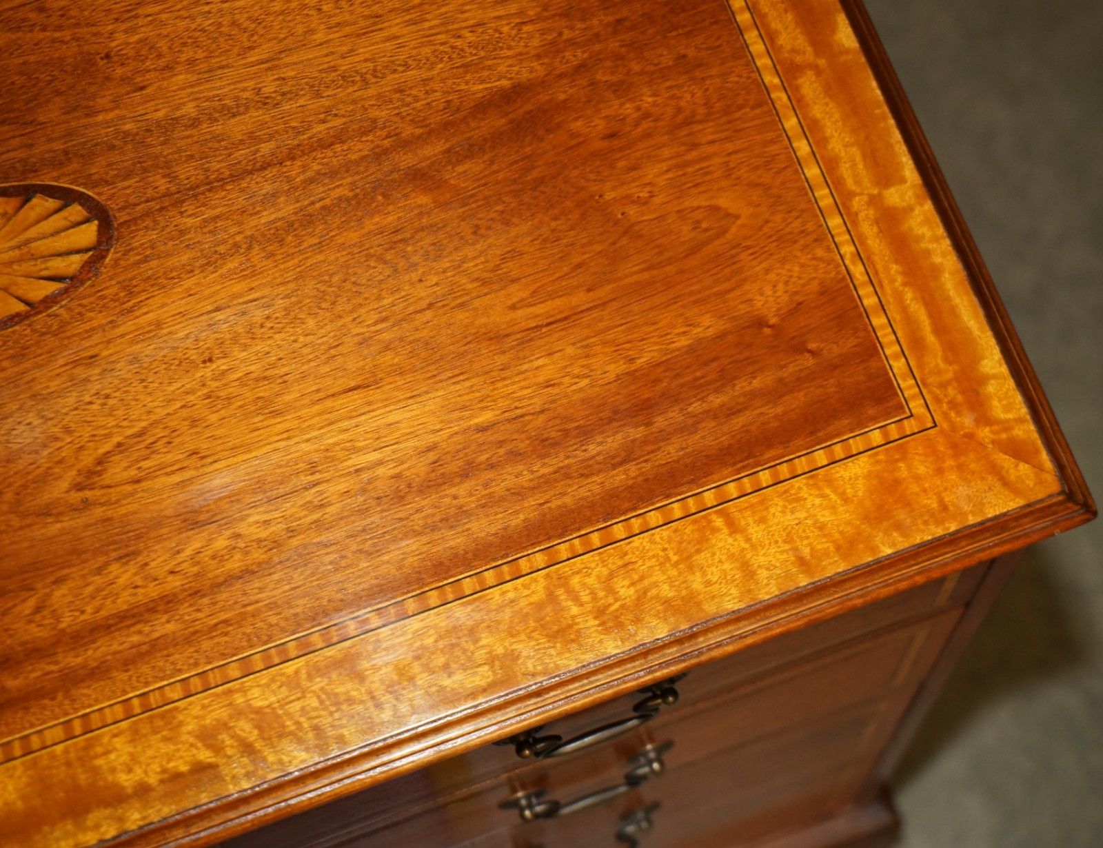 photo furniture Pair Of Restored Mahogany & Satinwood Antique Sheraton Revival Chest Of Drawers