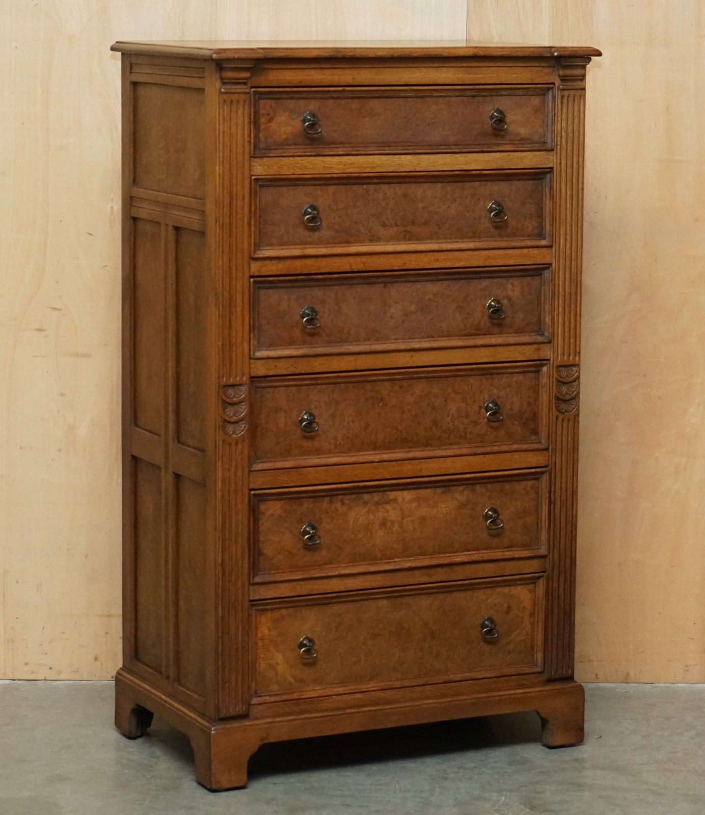 Stunning Antique Circa 1900 Pollard Burr Burl Oak Large Tallboy Chest Of Drawers photo furniture