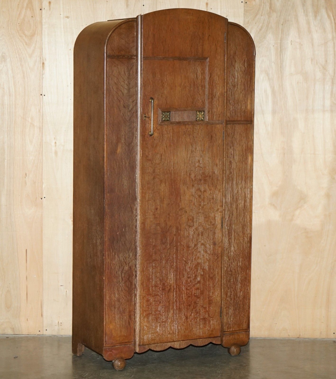 Stunning Art Deco Heals London Limed Oak Single Wardrobe Part Of A Large Suite photo furniture