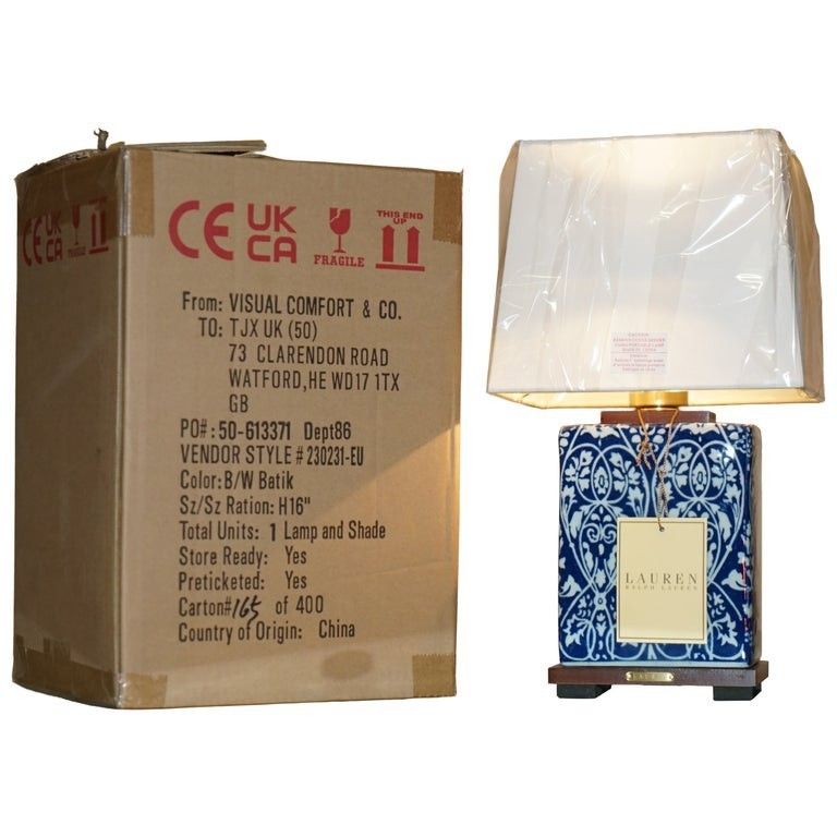 1 Of 8 Brand New In The Box Ralph Lauren Porcelain Cobalt Vineyard Table Lamps