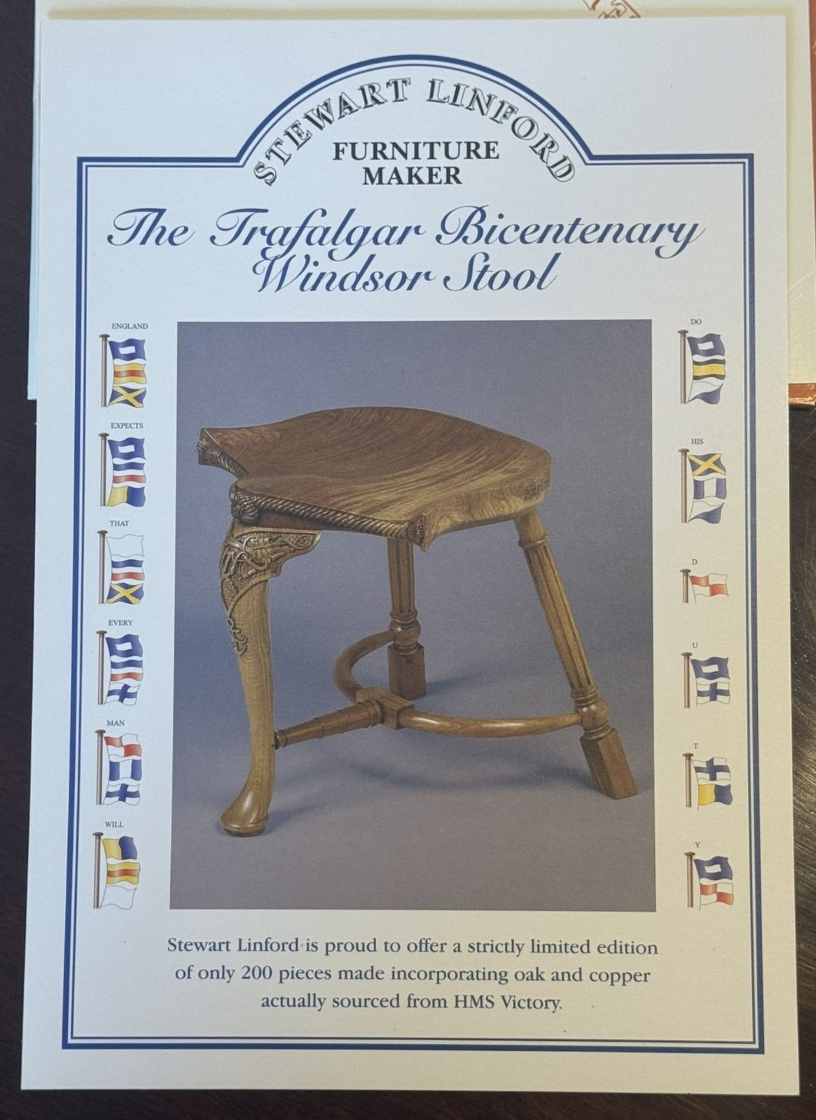 33/200 Stewart Linford Admiral Nelson Trafalgar Bicentenary H.M.S Victory Stool photo 3950.0