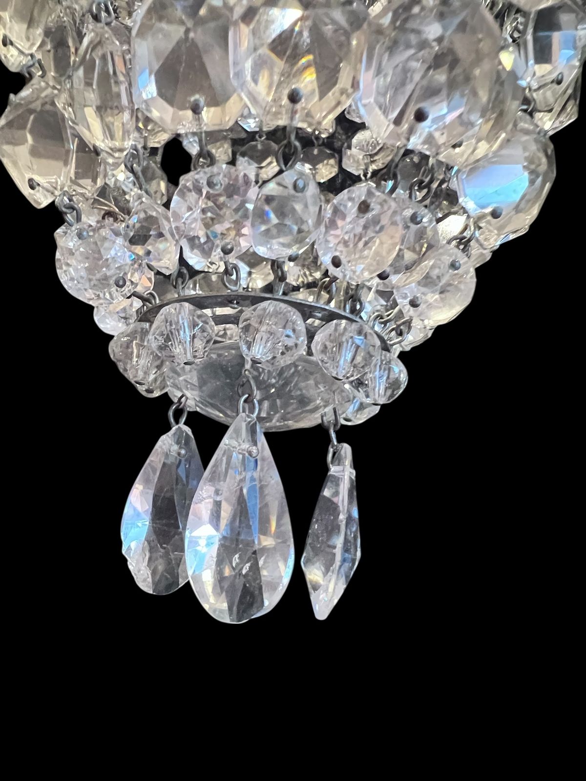 A Pair Of One Light English Antiqe Silver Bag Chandeliers photo 440.0