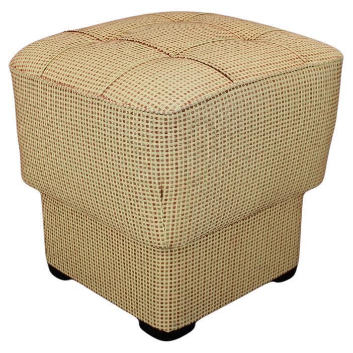 1930s Czechoslovak Art Deco Ottoman / Tabouret With Springs Seat, New Upholstery