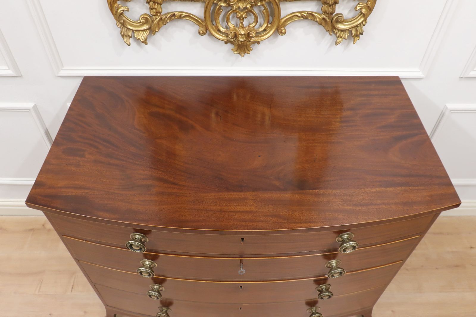 Georgian Mahogany Bow Fronted Chest Of Drawers photo for sale