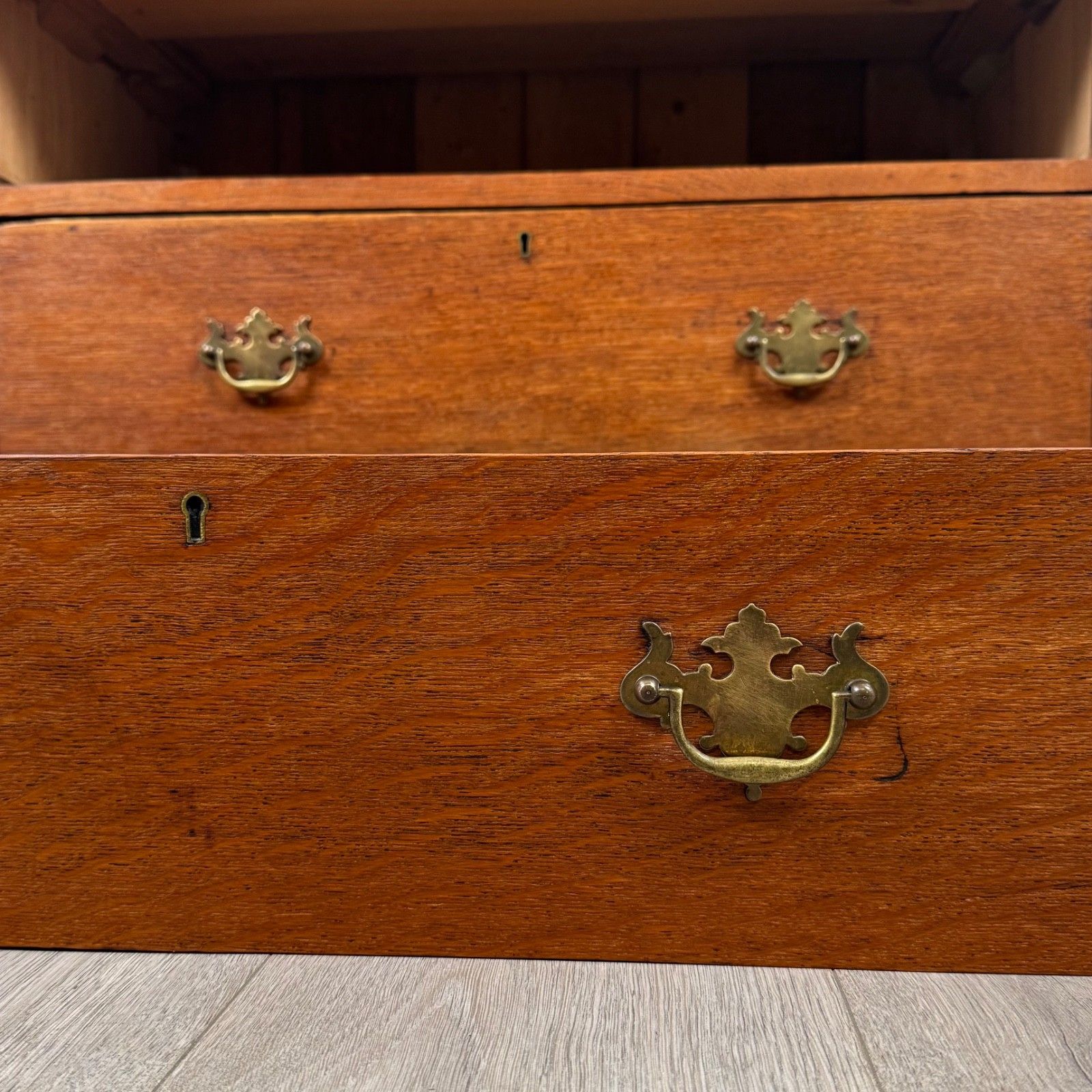 Furniture Antique 20th Century Golden Oak Chest Of Drawers photo