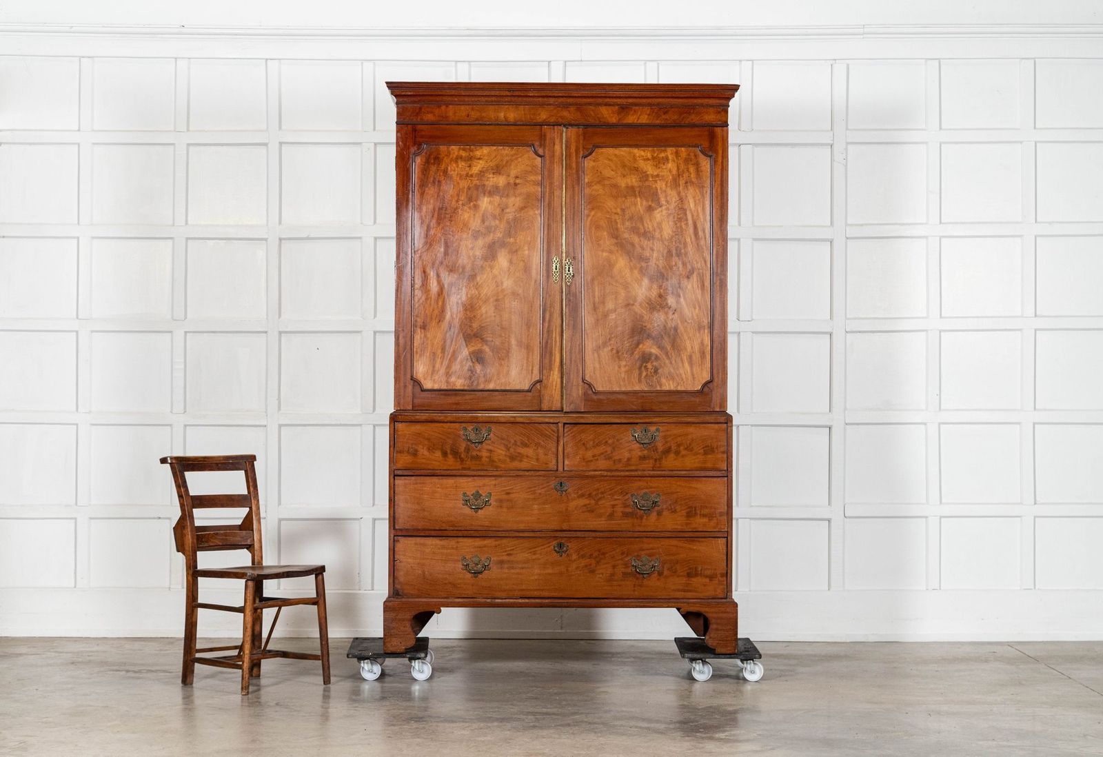 English George III Walnut Linen Press photo Furniture