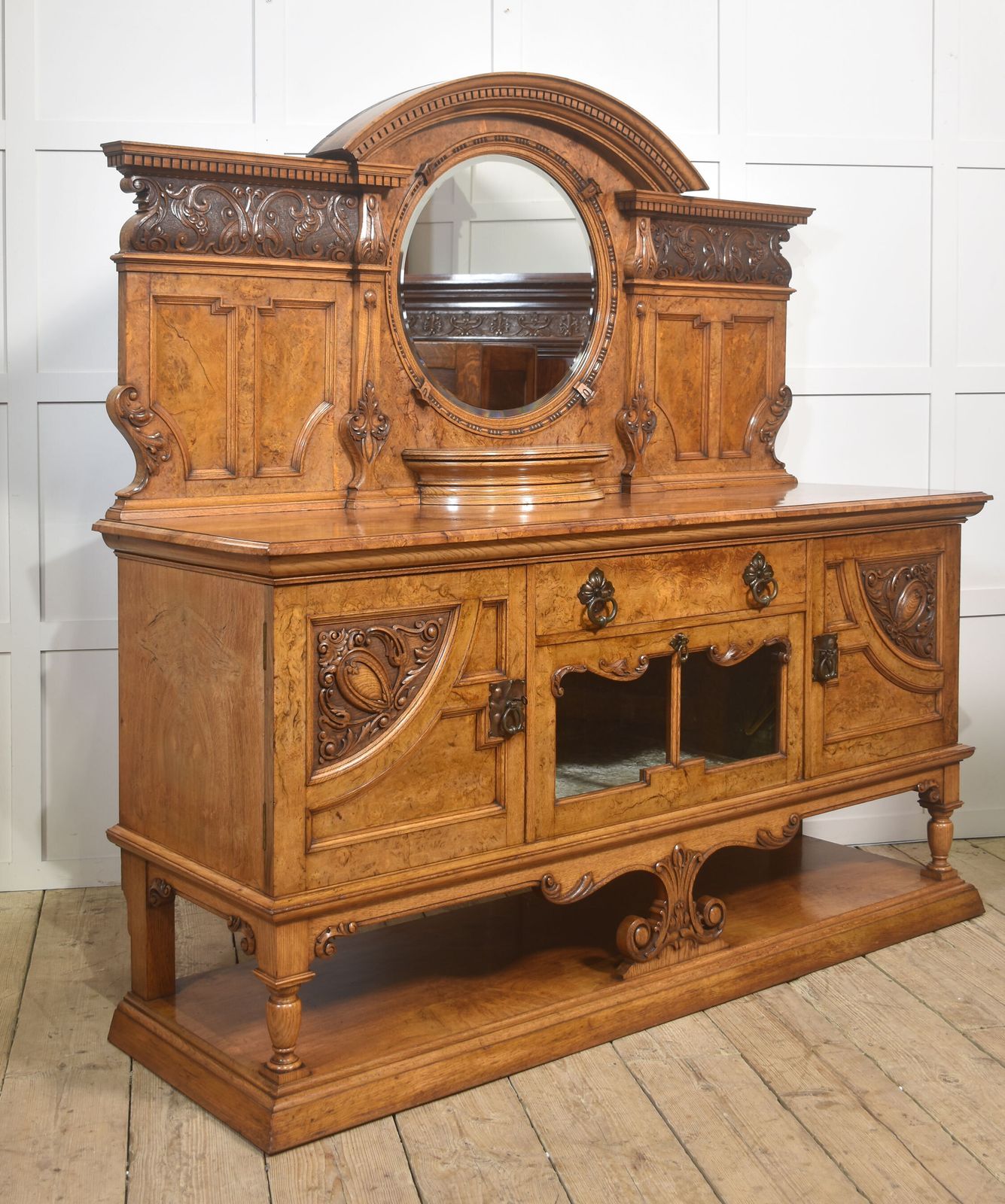 Carved Pollard Oak Sideboard, 1800s photo furniture
