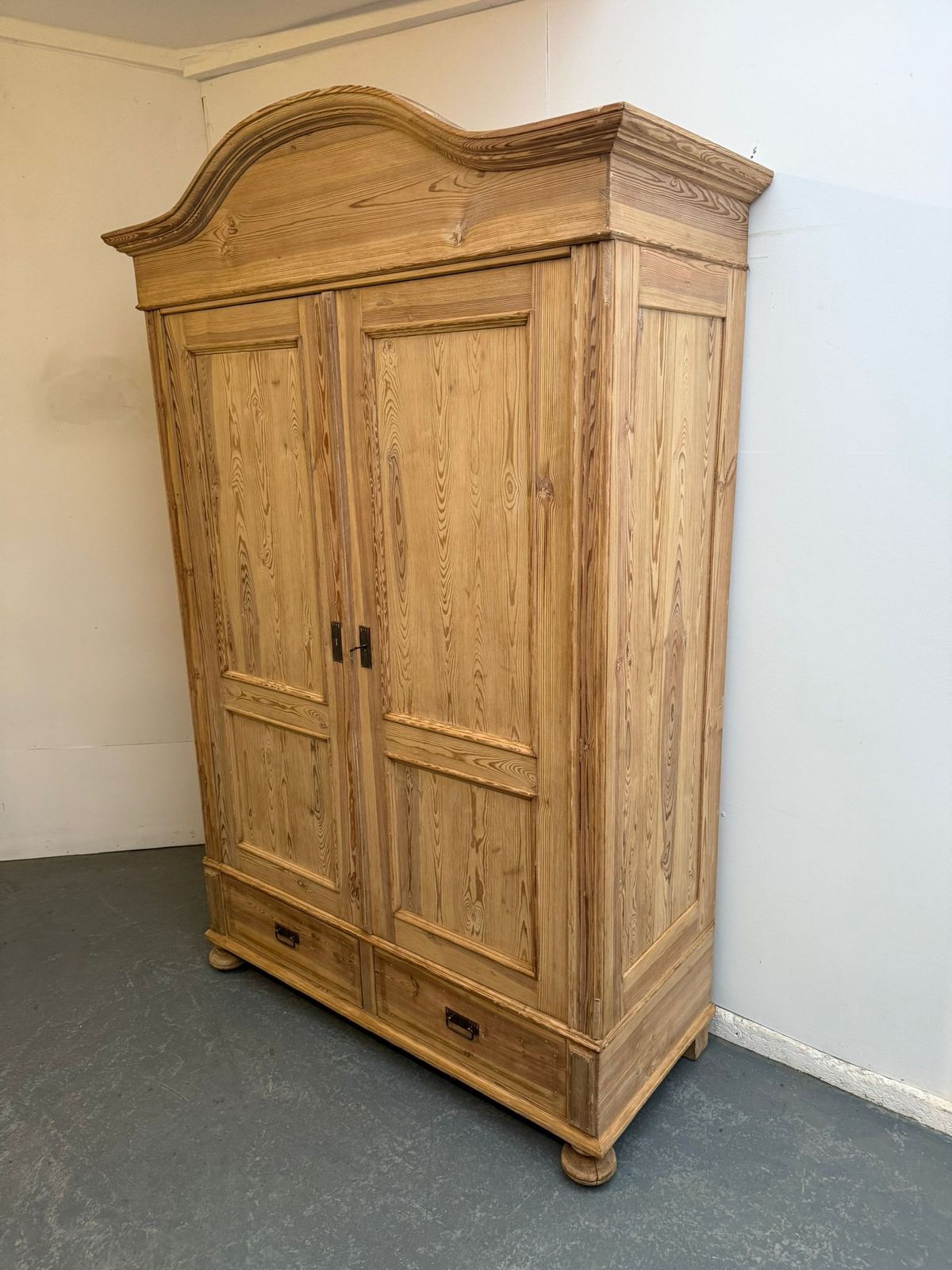 A Mint Clean Arched Victorian Pine Knockdown Wardrobe To Wax/Paint