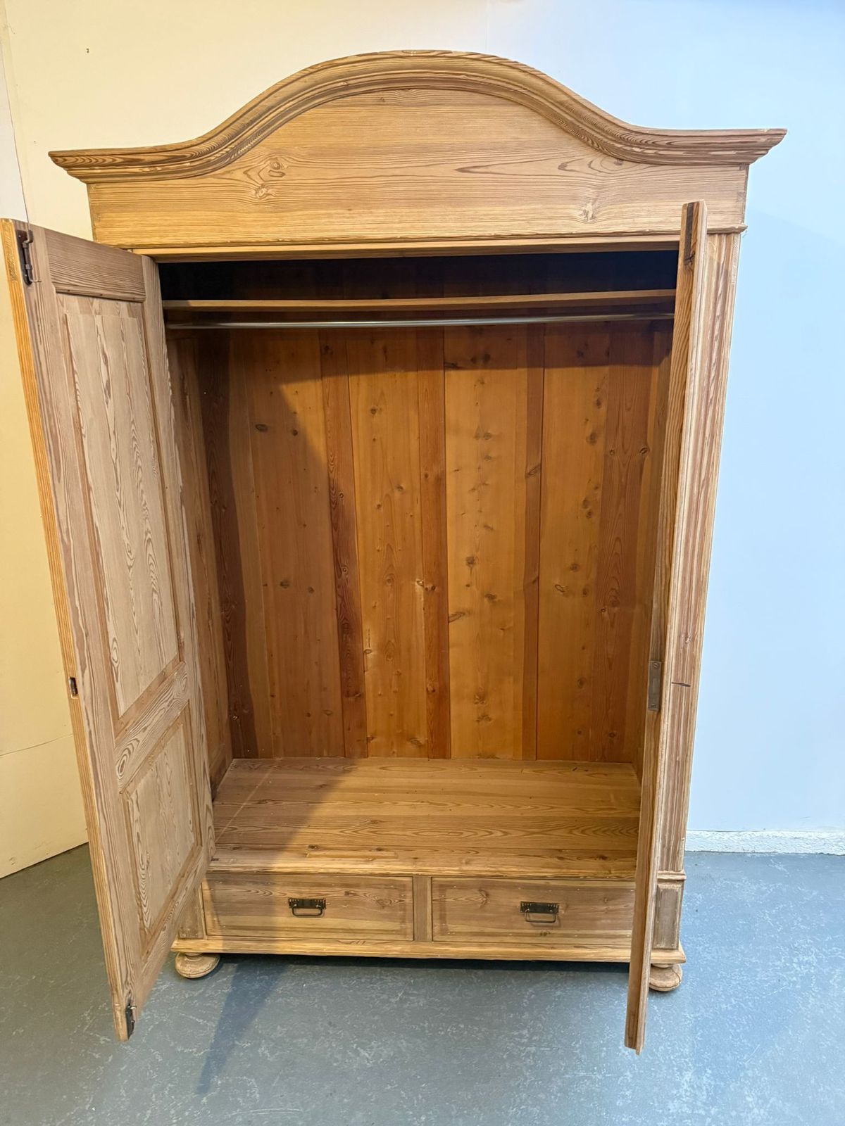 Furniture A Mint Clean Arched Victorian Pine Knockdown Wardrobe To Wax/Paint photo