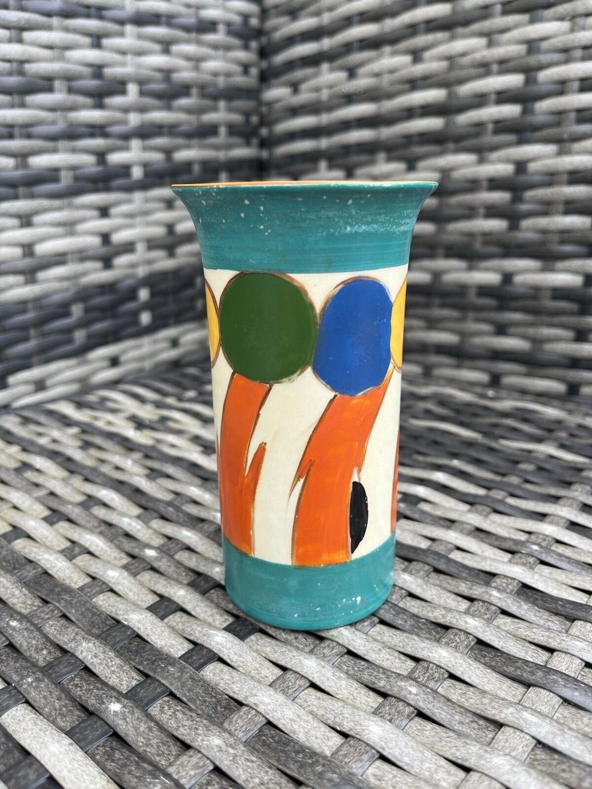 75.0 Abstract Art Deco Arabian Arcadian Ware 773 Pottery Clarice Cliff Style Vase 30s photo