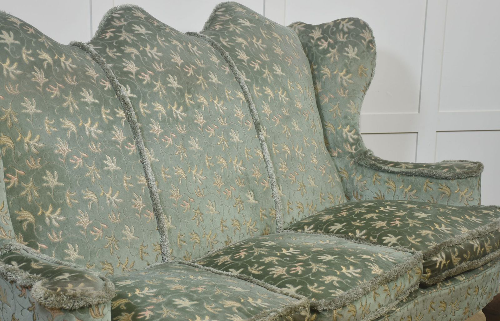 Queen Anne Style Three Seat Sofa photo vintage