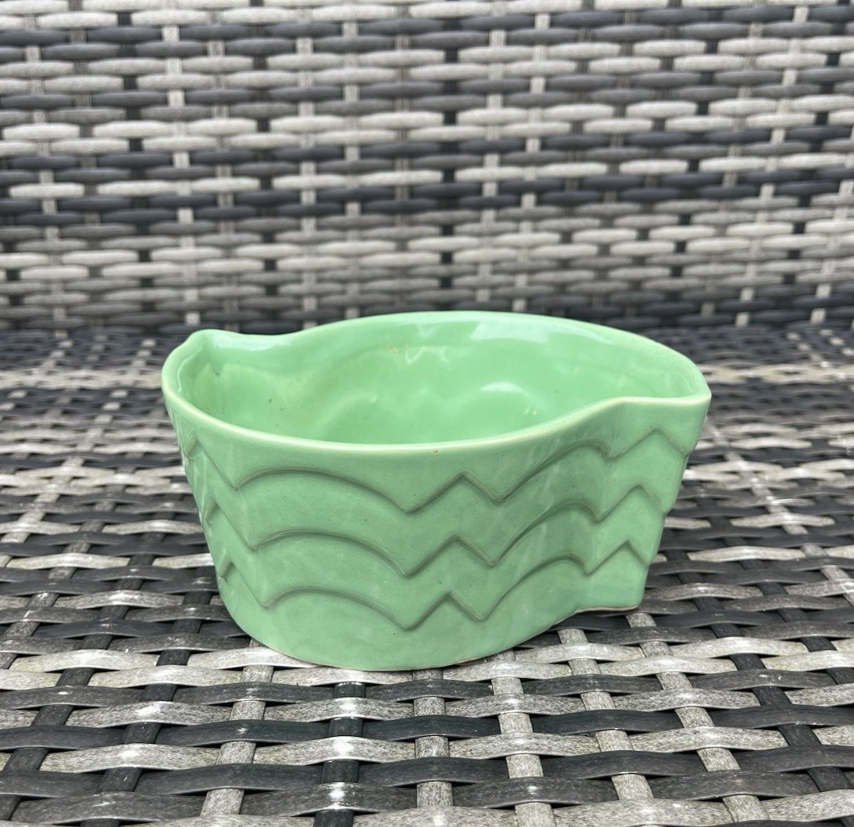 Art Deco Lovatts Langley Ware Mint Green Geometric Planter Plant Pot Vintage