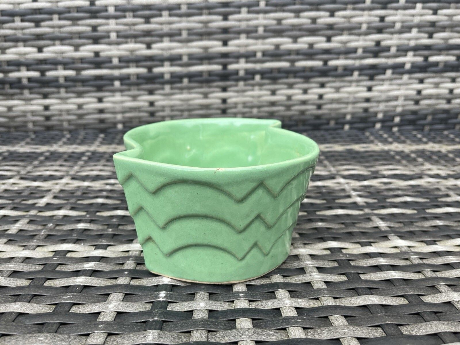 Art Deco Lovatts Langley Ware Mint Green Geometric Planter Plant Pot Vintage photo for sale