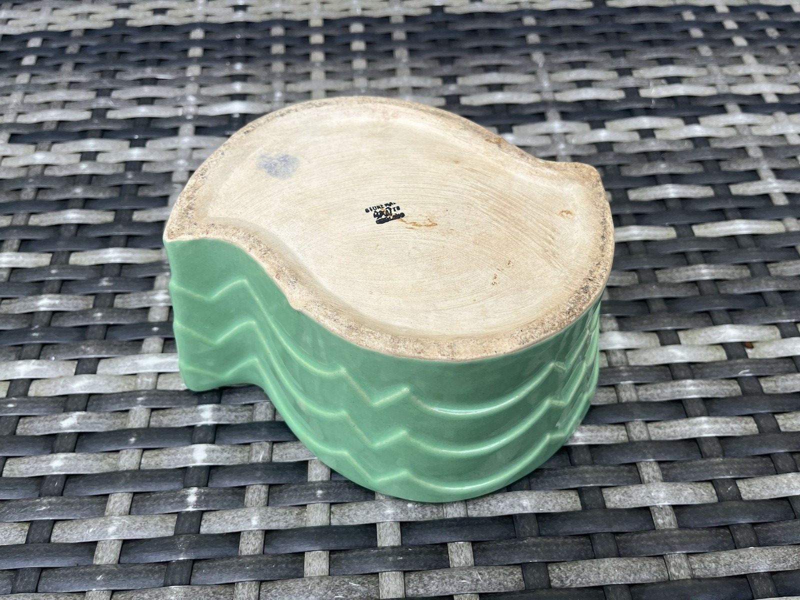 55.0 Art Deco Lovatts Langley Ware Mint Green Geometric Planter Plant Pot Vintage photo