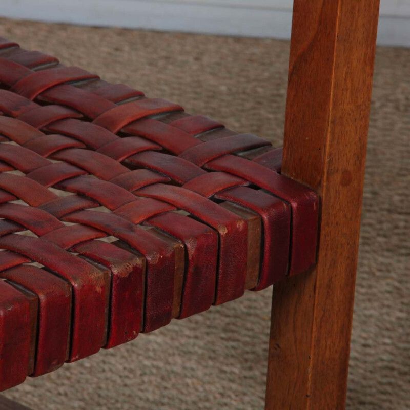 Pair Of 1950s Bridges Armchairs In Wood And Leather photo for sale