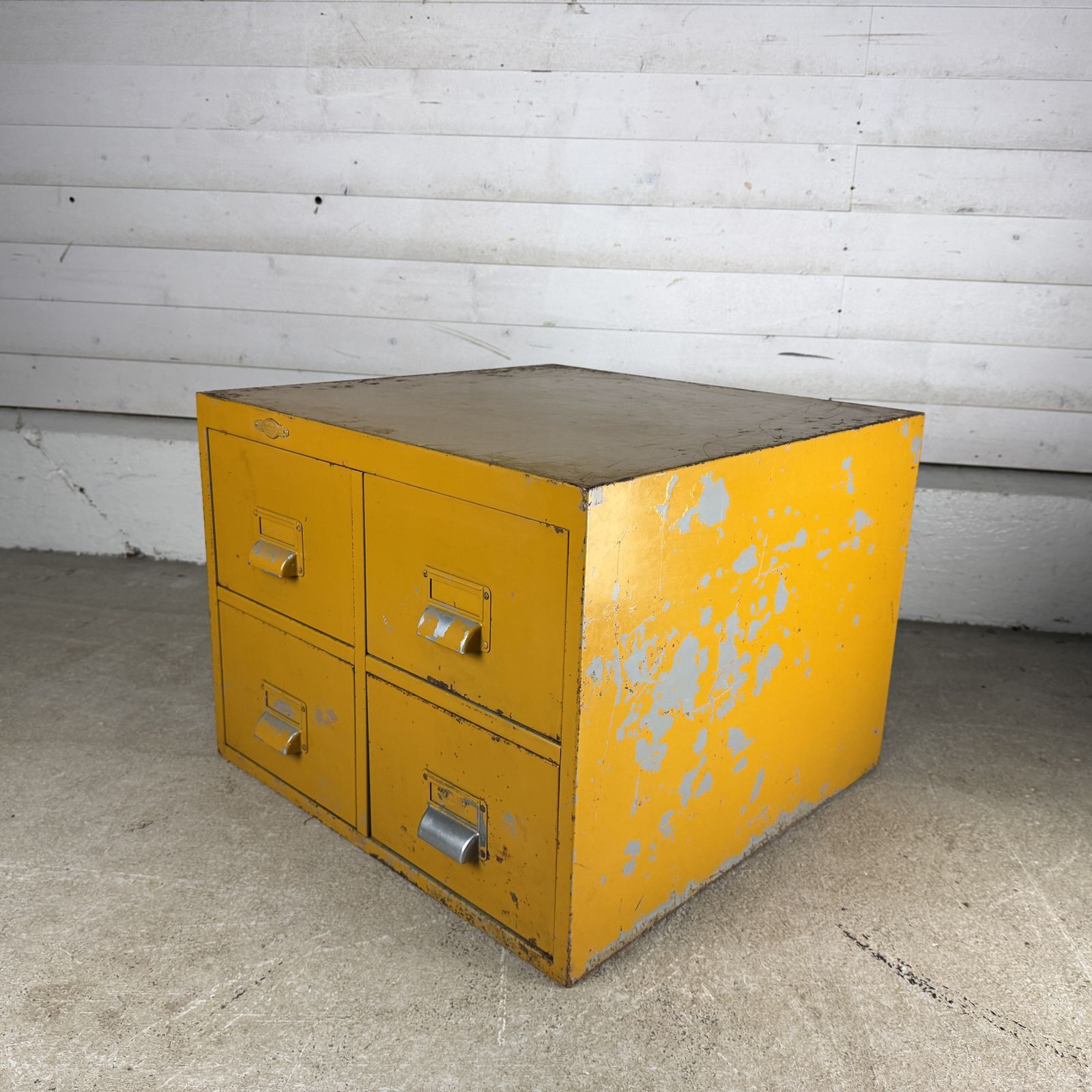 Vintage Mid Century Steel 4 Drawer Index Filing Cabinet photo vinterior
