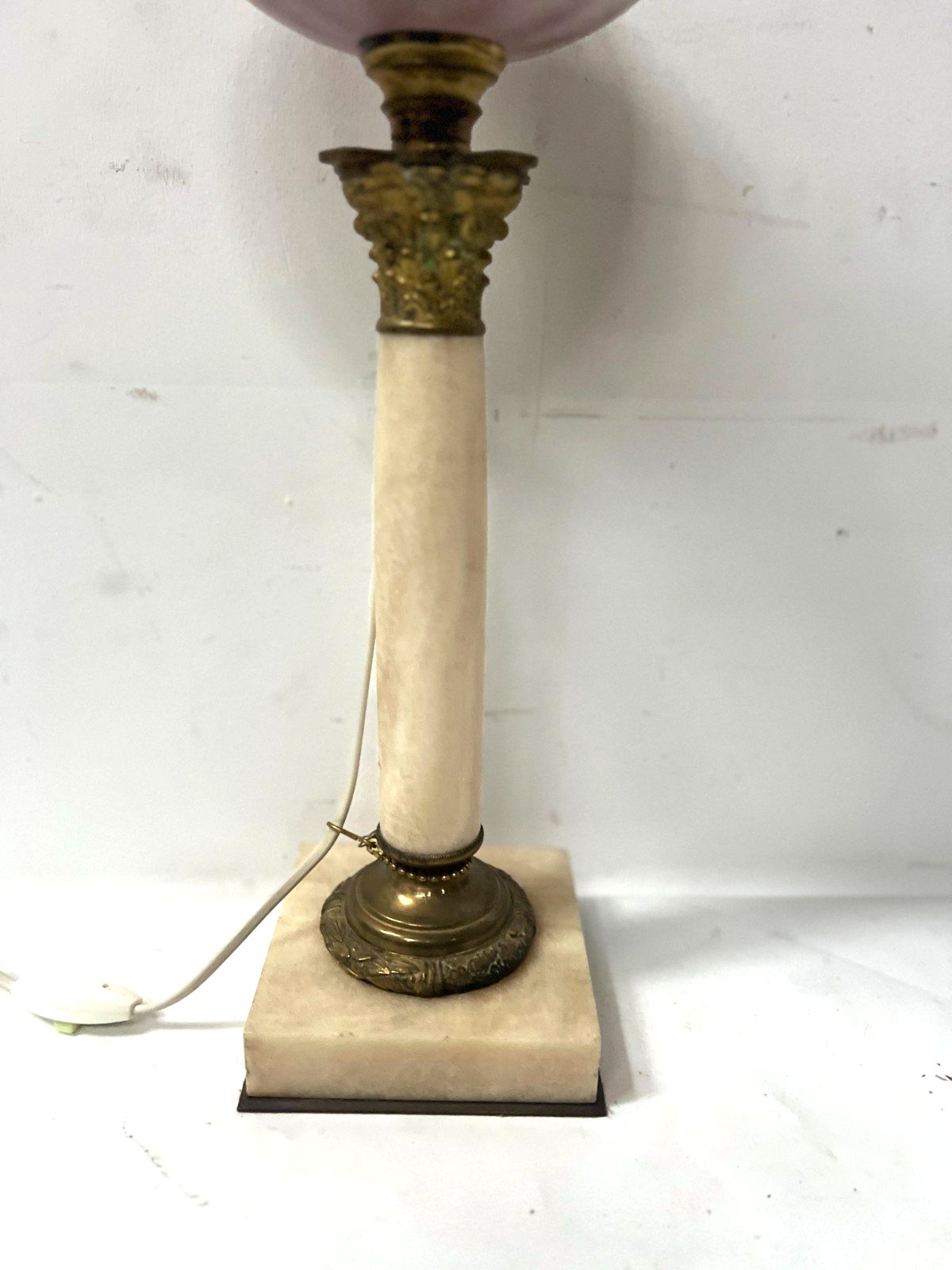 19th Century Marble And Bronze Oil Lamp Stand photo furniture