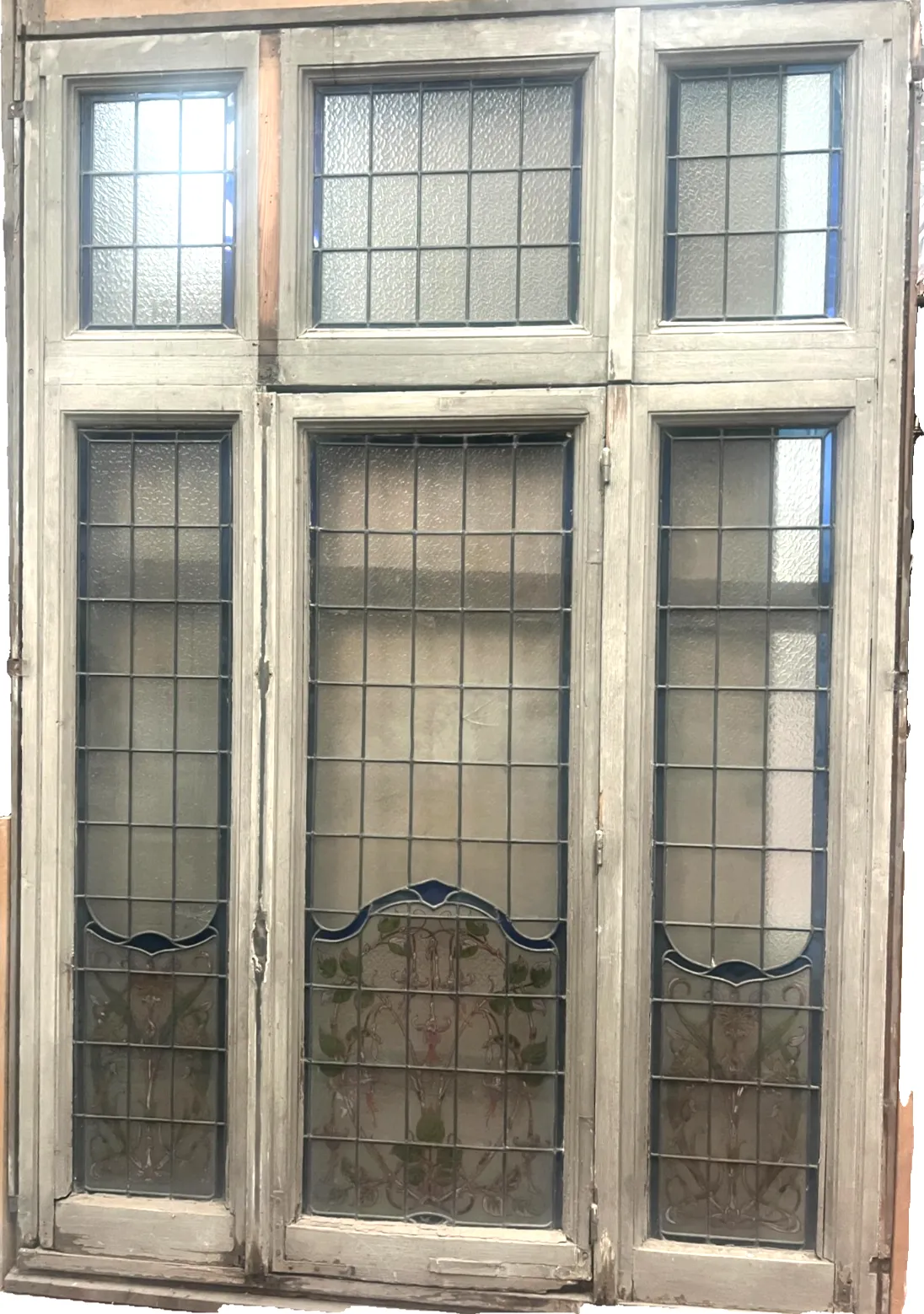 Art Deco Stained Glass Impost Window Circa 1900 XX Century