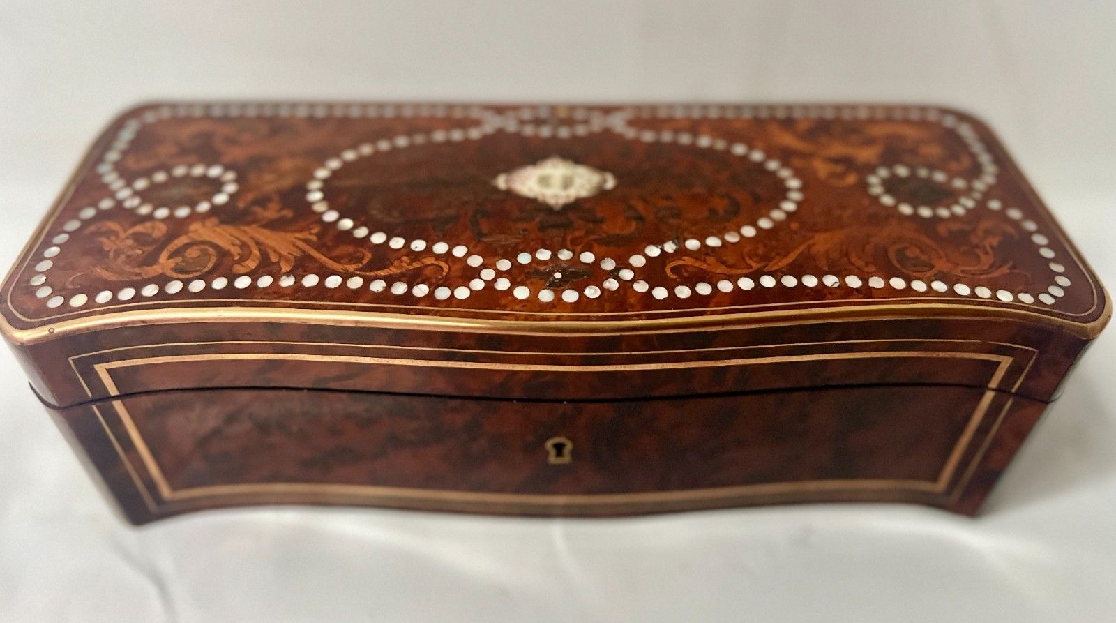 Napoleon III Marquetry Boulle Thuya Magnifying Glass Glove Box. 19th Century.