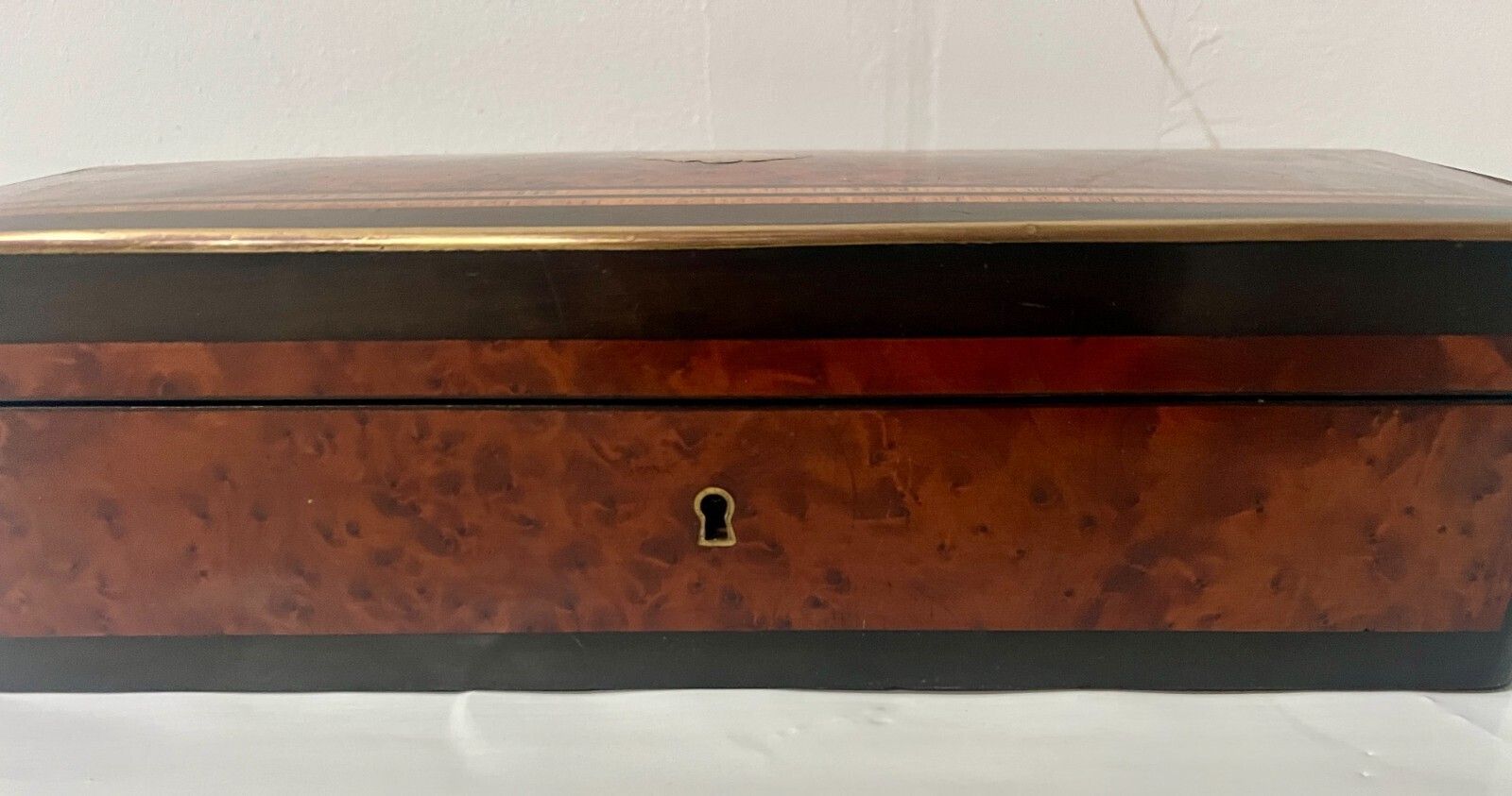 258.75 Glove Box In Thuya Magnifying Glass Napoleon III Marquetry Ball 19th Century photo