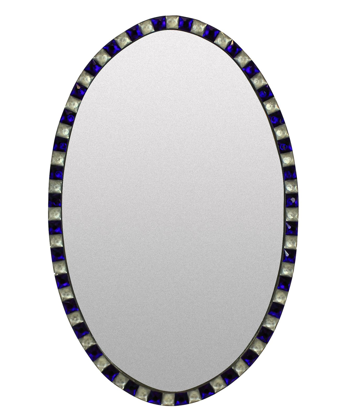 Pair Of Stunning Irish Mirrors With Faceted Rock Crystal And Blu Glass Borders photo furniture