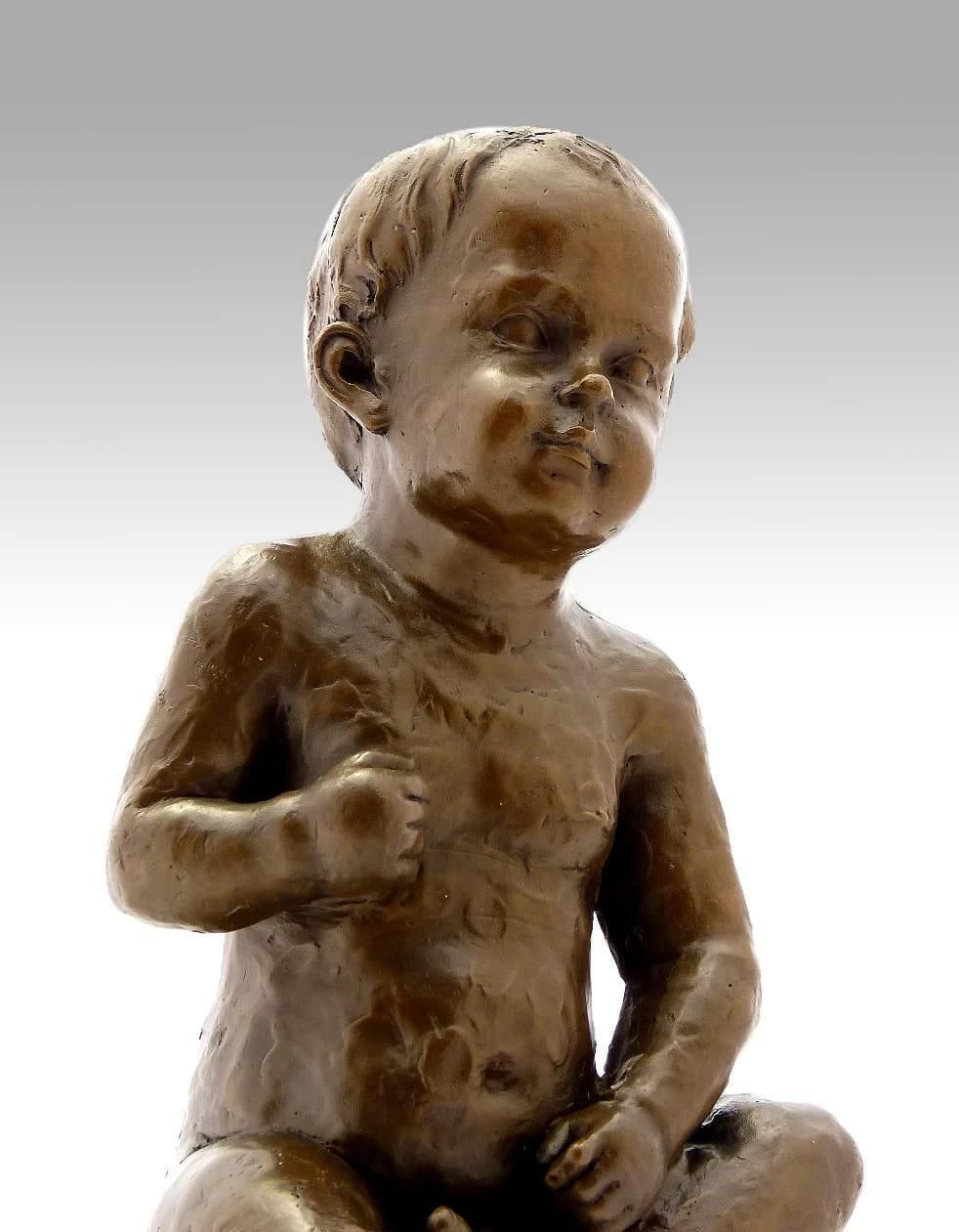 Bronze Sculpture Of A Little Boy 1910 photo for sale