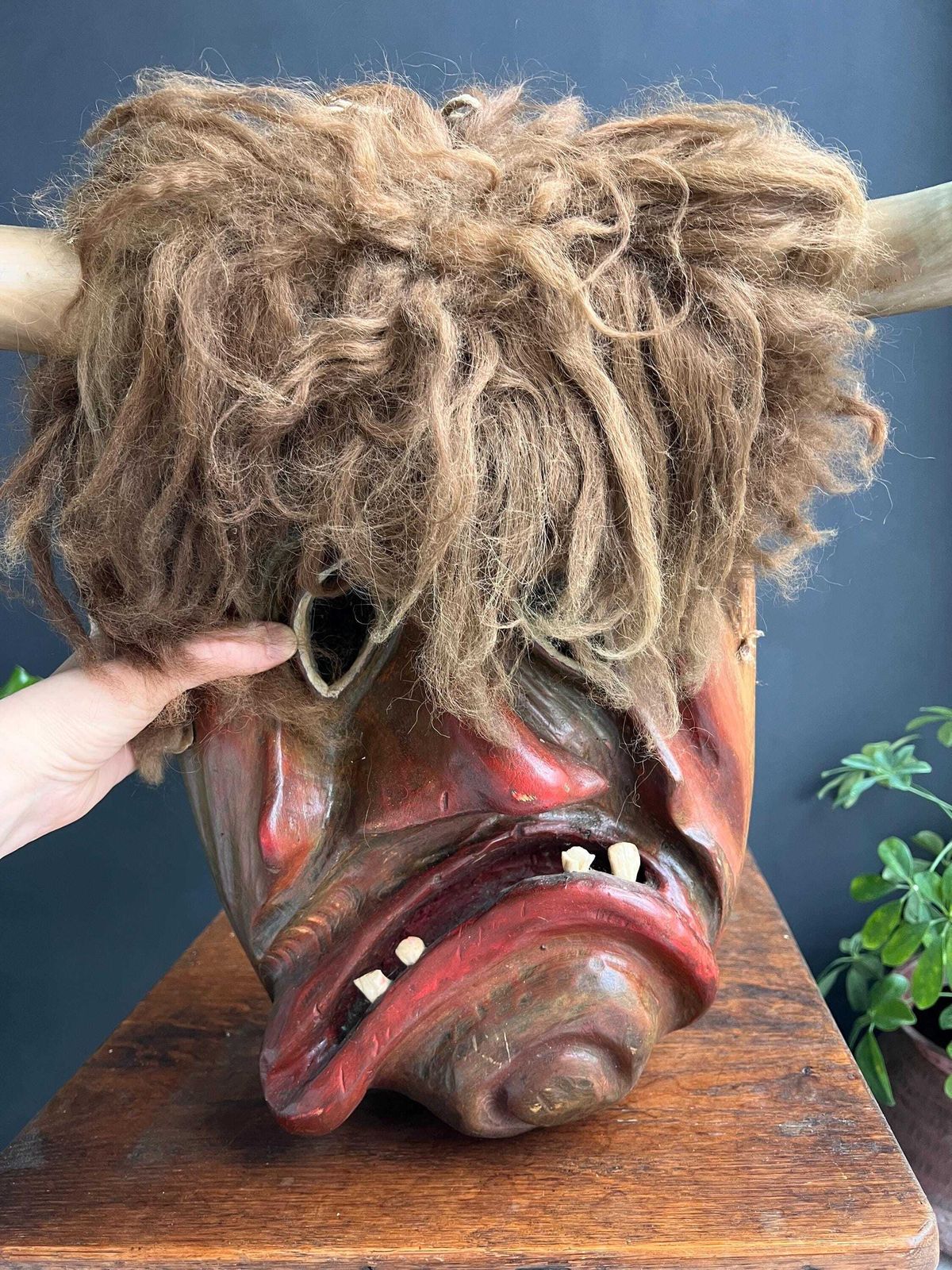 Vintage Folk Art Wall Mask, Switzerland photo for sale