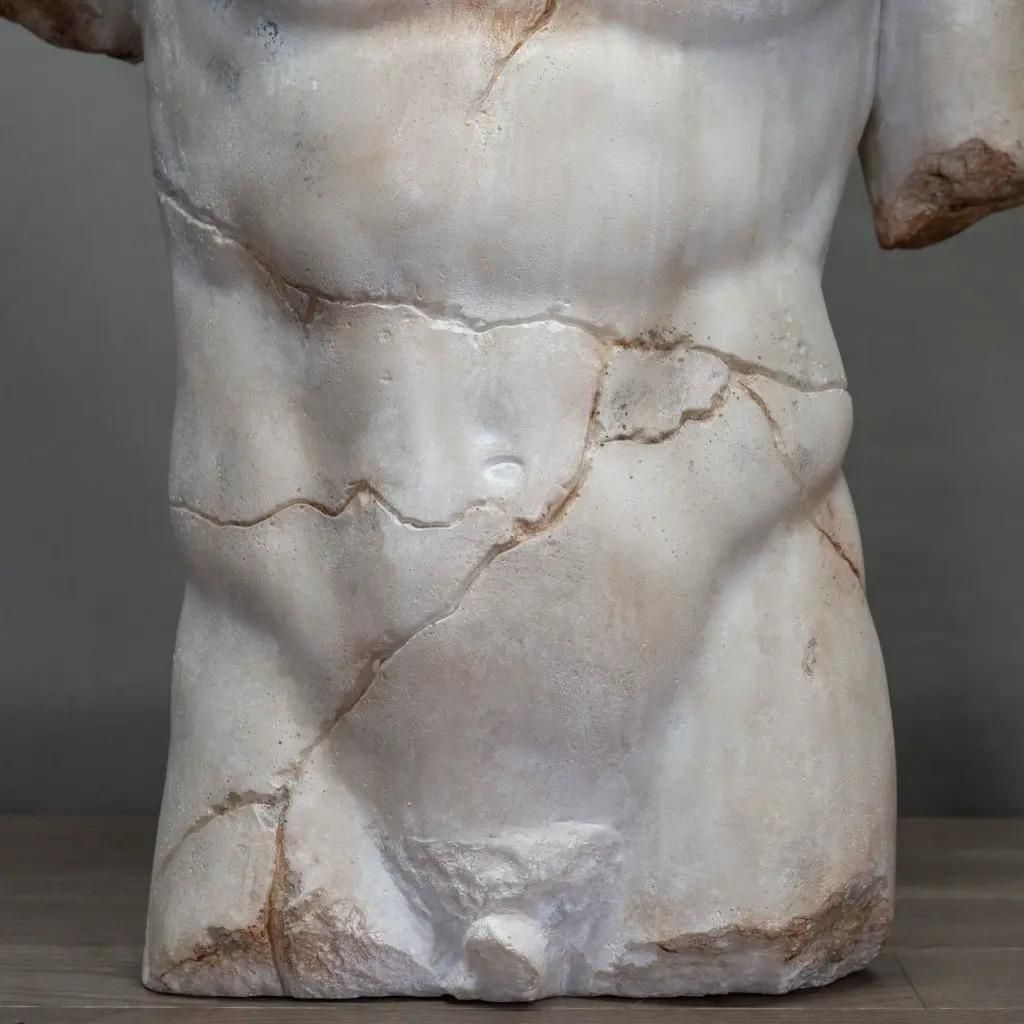 Greek Torso Sculpture In Resin, Marble Finish, Antique Greek Style photo 2173.0