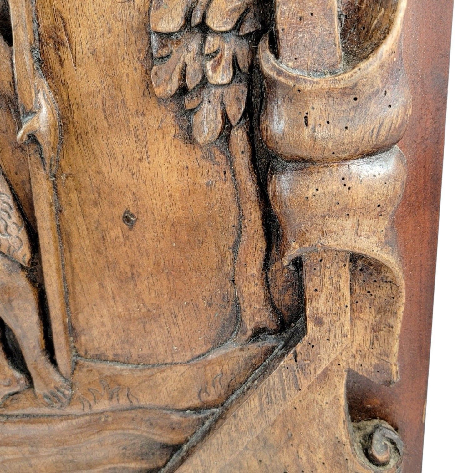 Huge 17th C French Baroque Carved Walnut Panel Baptism Of Christ Louis XIII Art photo vintage