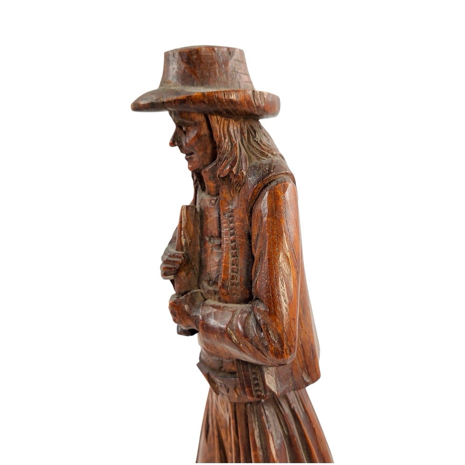 photo for sale Antique 19th C. German Black Forest Carved Oak Pied Piper Of Hamelin Statue