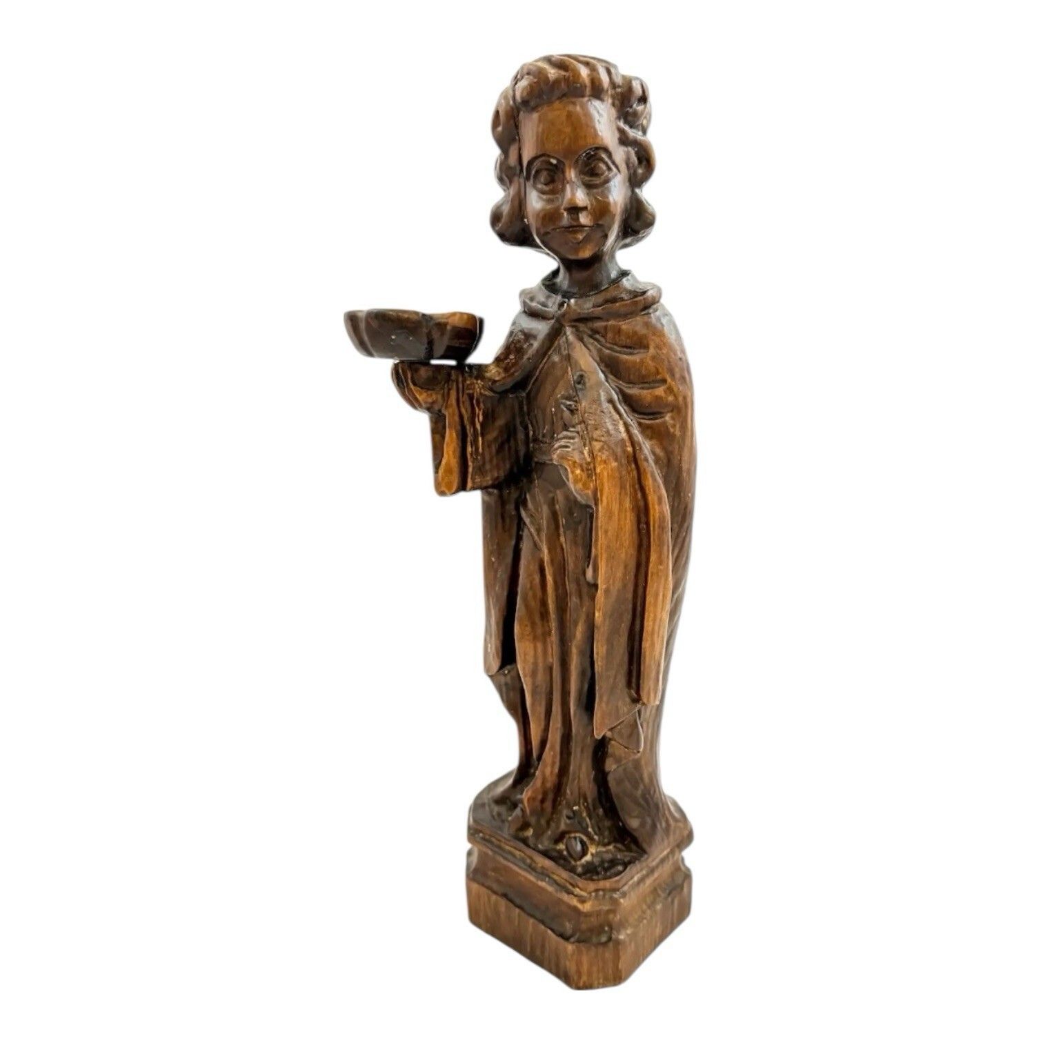 Antique 18th Century Baroque Carved Wood Acolyte Angel Candlestick Figure Italy