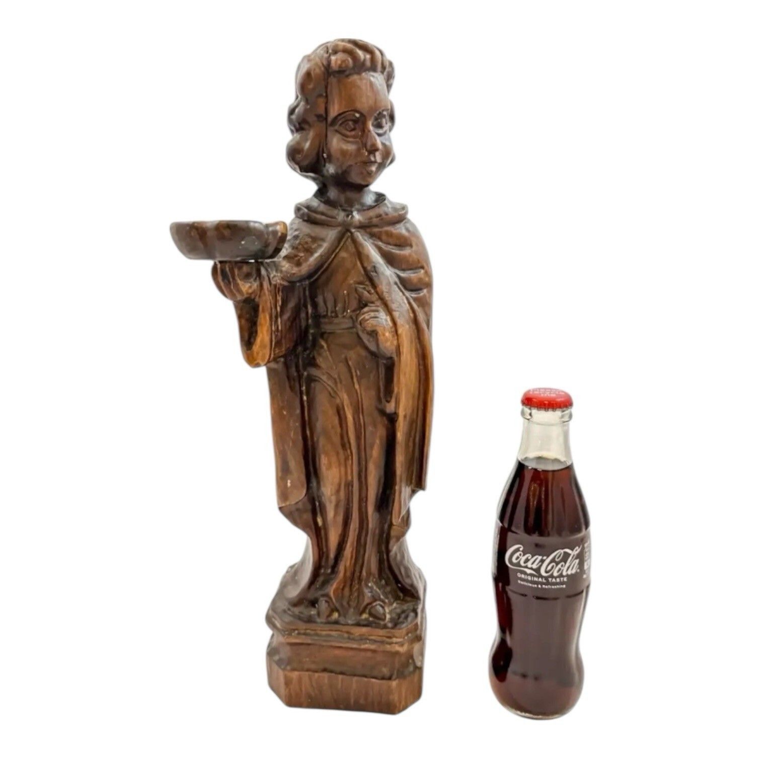 Antique 18th Century Baroque Carved Wood Acolyte Angel Candlestick Figure Italy photo Home Decor