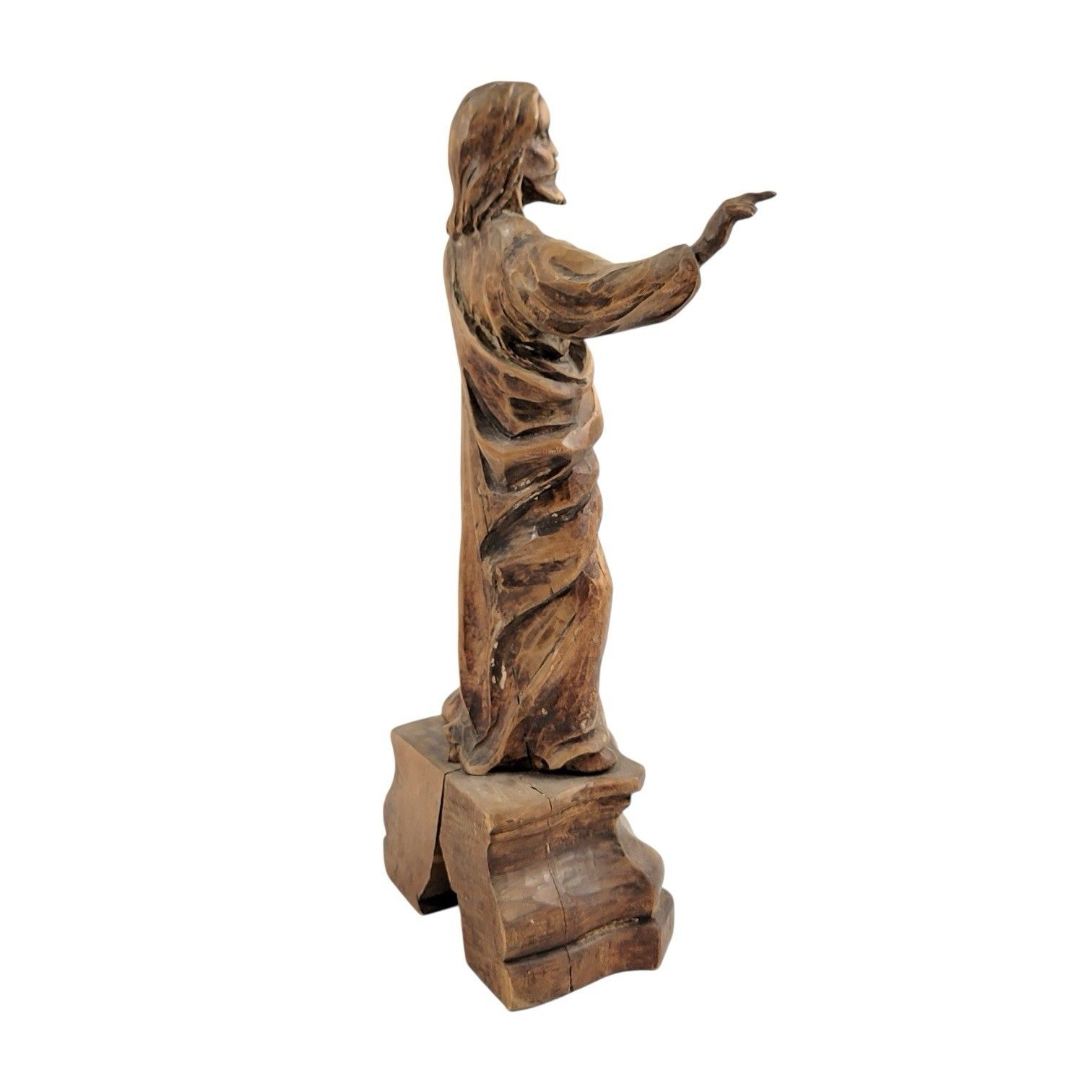 Major Antique 17th/18th C Baroque Carved Wood Christ Statue Altarpiece Figure photo vinterior