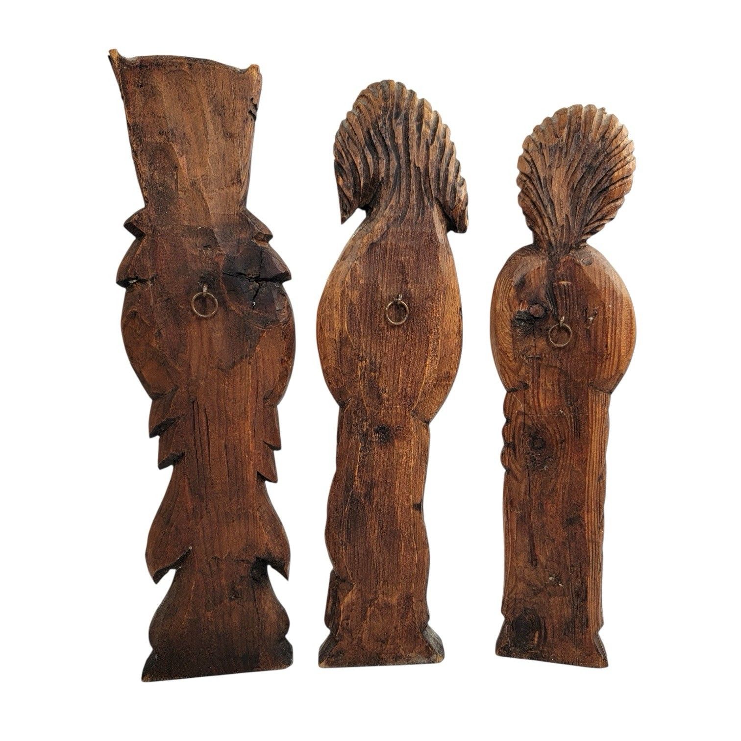 Rare Set Of 5 Signed Franz Keller German Carved Wood Statues Vintage Folk Art photo Art