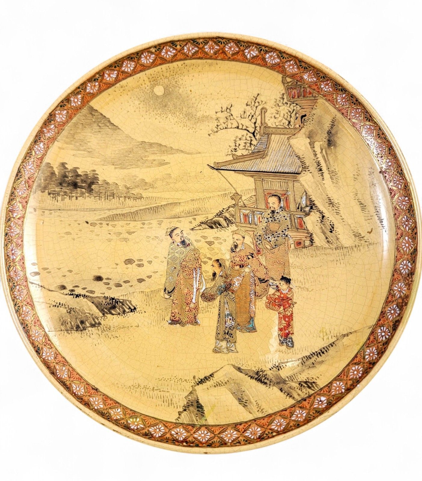 Rare Meiji Satsuma Plate By Taizan Workshop, Kyoto, C.1890, Signed, 18.5cm photo furniture
