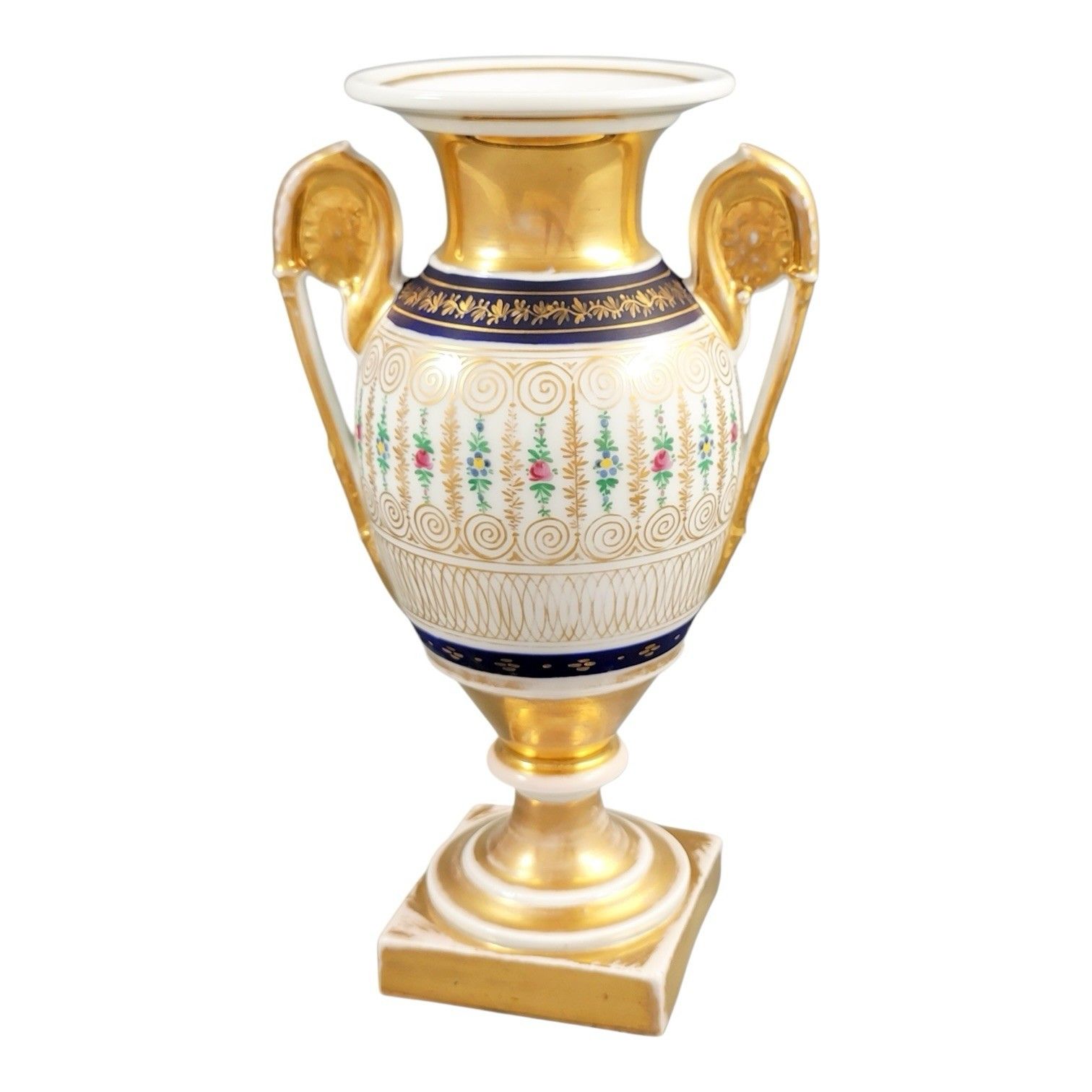 Antique Old Paris Empire Porcelain Vase C. 1820 Cobalt & Gilt 24.5 Cm photo furniture