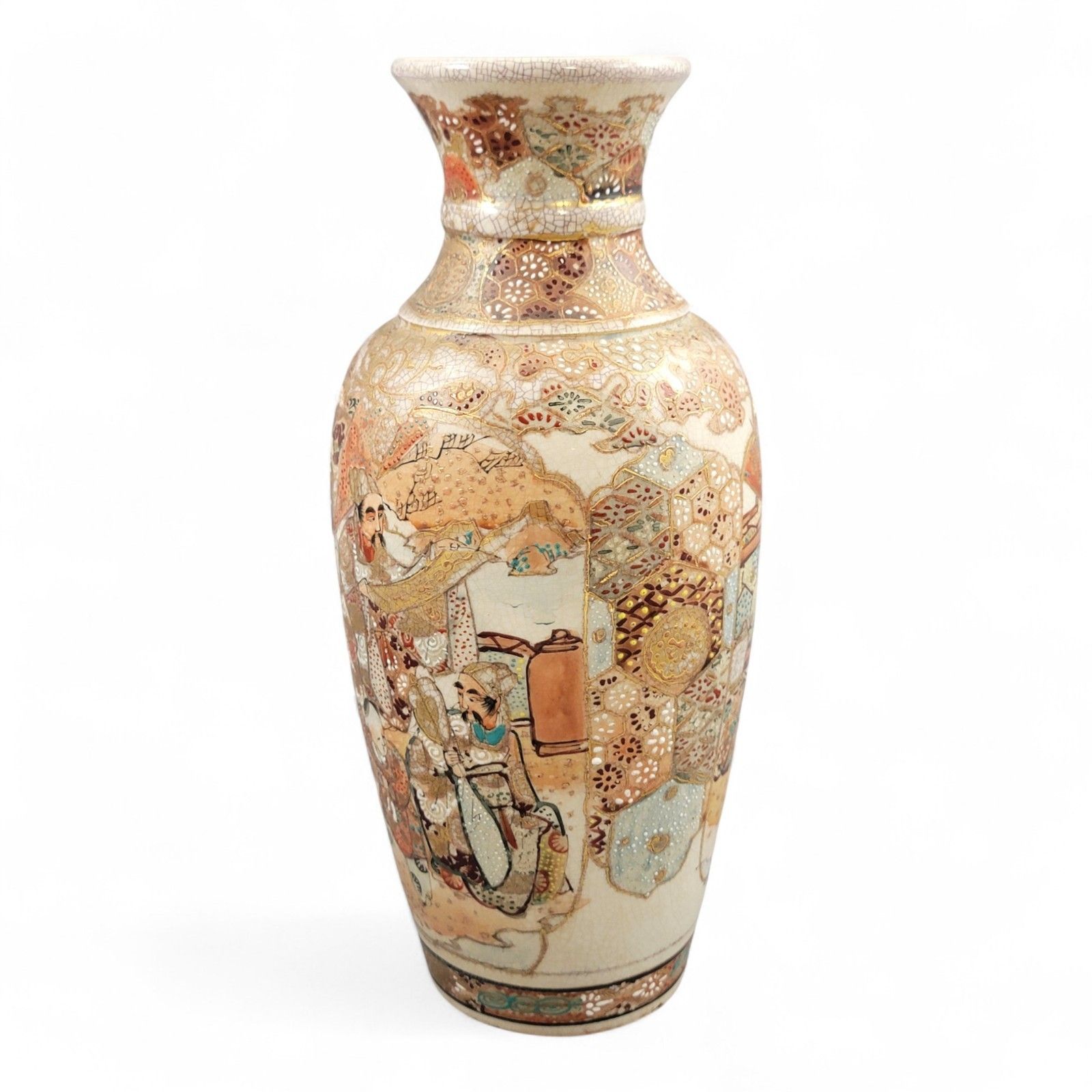 Kyoto Satsuma Vase, Courtly Procession & Karako, Heavy Moriage, C.1890–1910 photo furniture