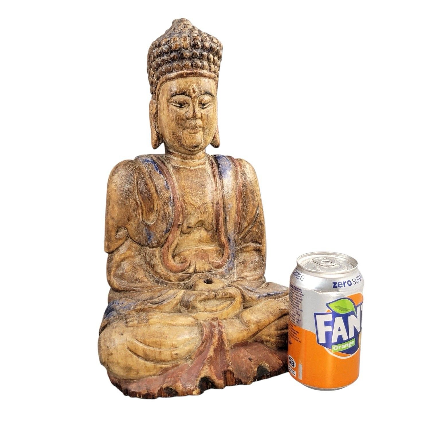 photo furniture 19thc Chinese Temple Wood Buddha, Fine Carving, Candle Aperture