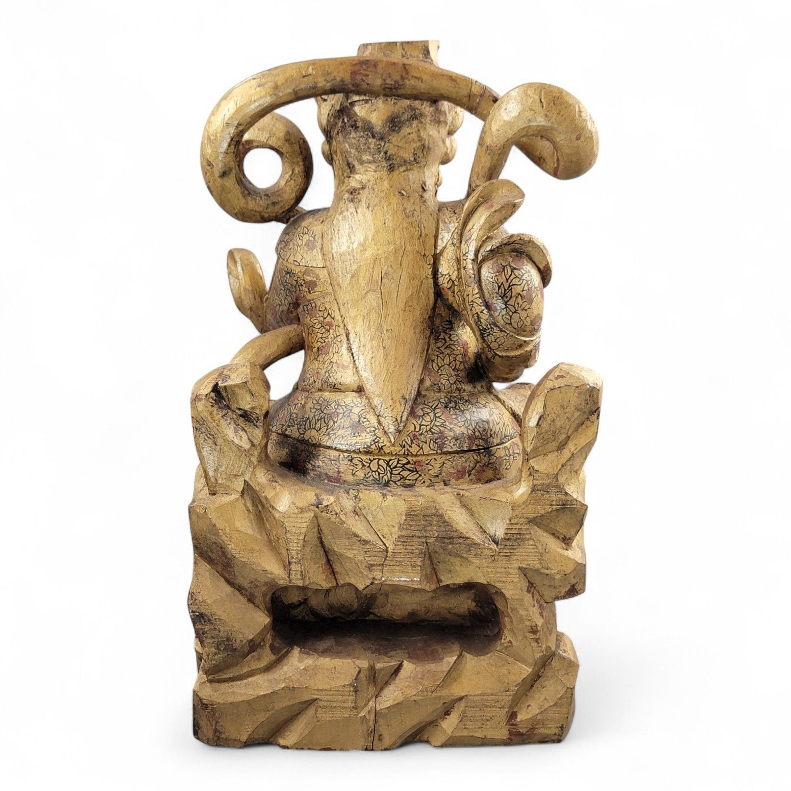 Large 19th Century Chinese Temple Guardian “Zhenwu”, Gilt Painted Wood Figurine photo vinterior