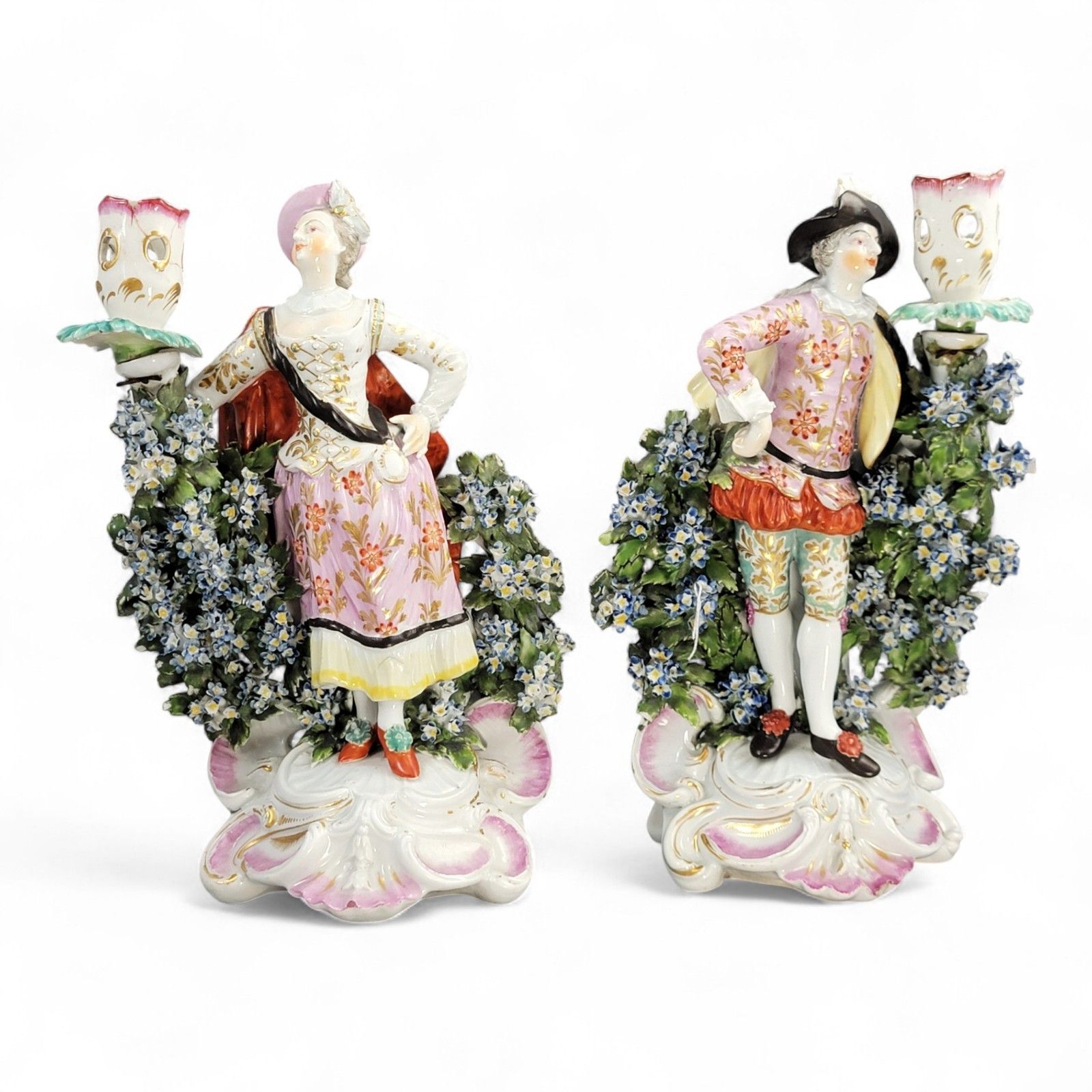 Derby Ranelagh Dancers Porcelain Candlestick Pair C.1760 Complete Sconces photo buy