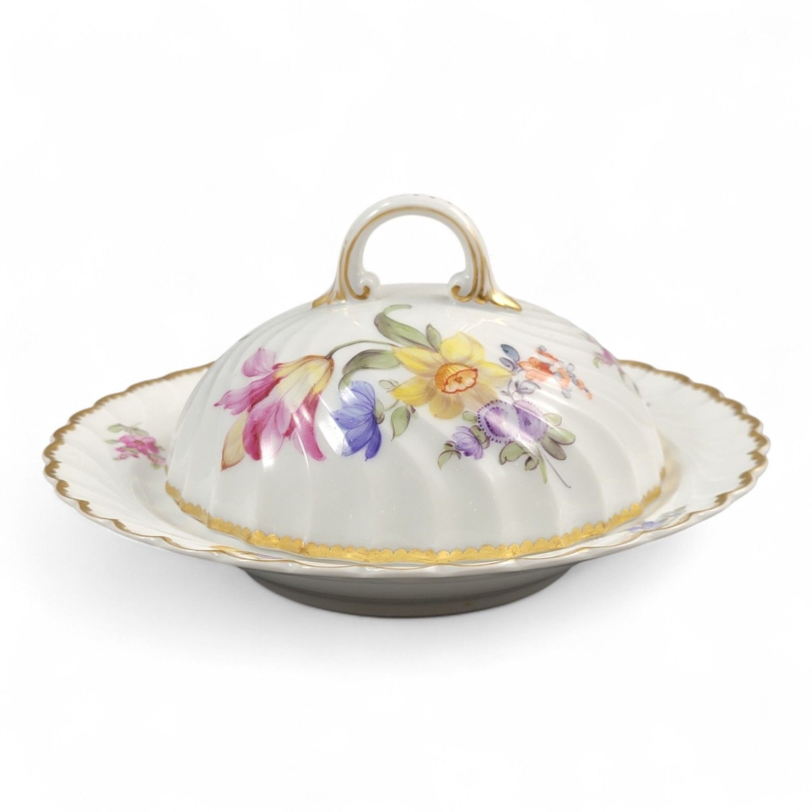 Nymphenburg Porcelain Butter Dish “Louis XVIII”, Hand Painted C.1895 photo furniture