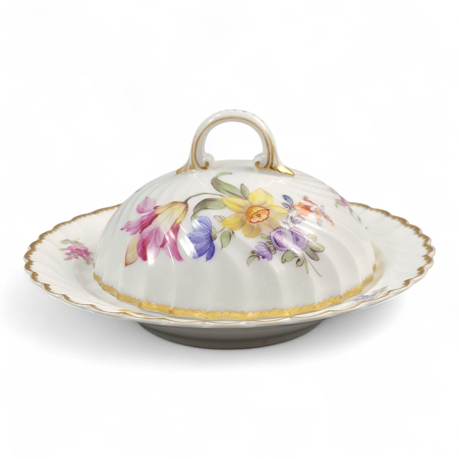Nymphenburg Porcelain Butter Dish “Louis XVIII”, Hand Painted C.1895 photo for sale