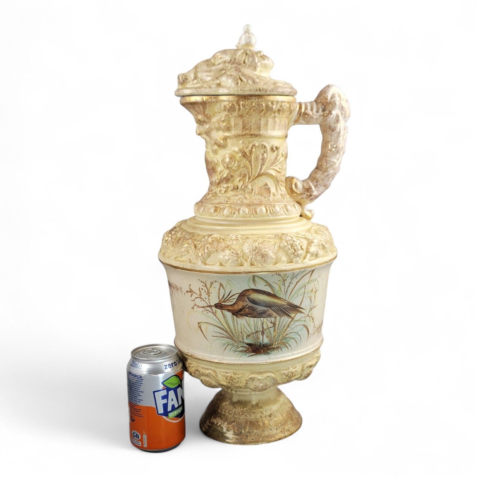 photo for sale Antique Monumental French Wine Ewer C.1875–95 Choisy Le Roi Or Sarreguemines