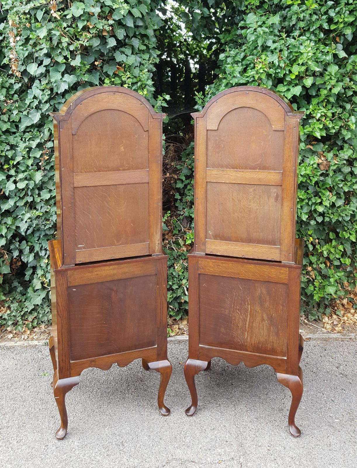 photo for sale Pair Queen Anne Walnut Bookcase Display Cabinets On Base