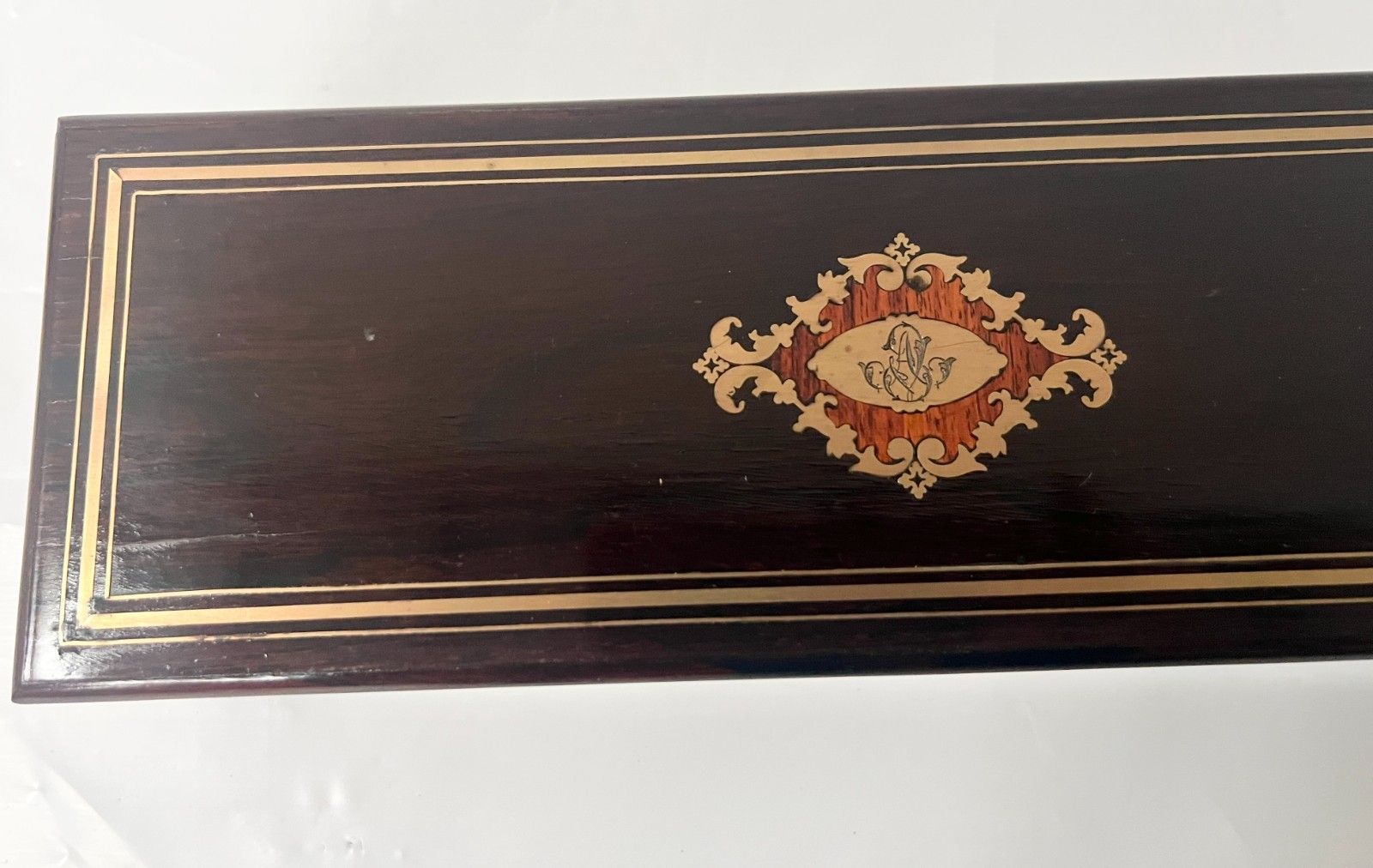 photo for sale Glove Box In Thuya Magnifying Glass Napoleon III Marquetry Ball 19th Century