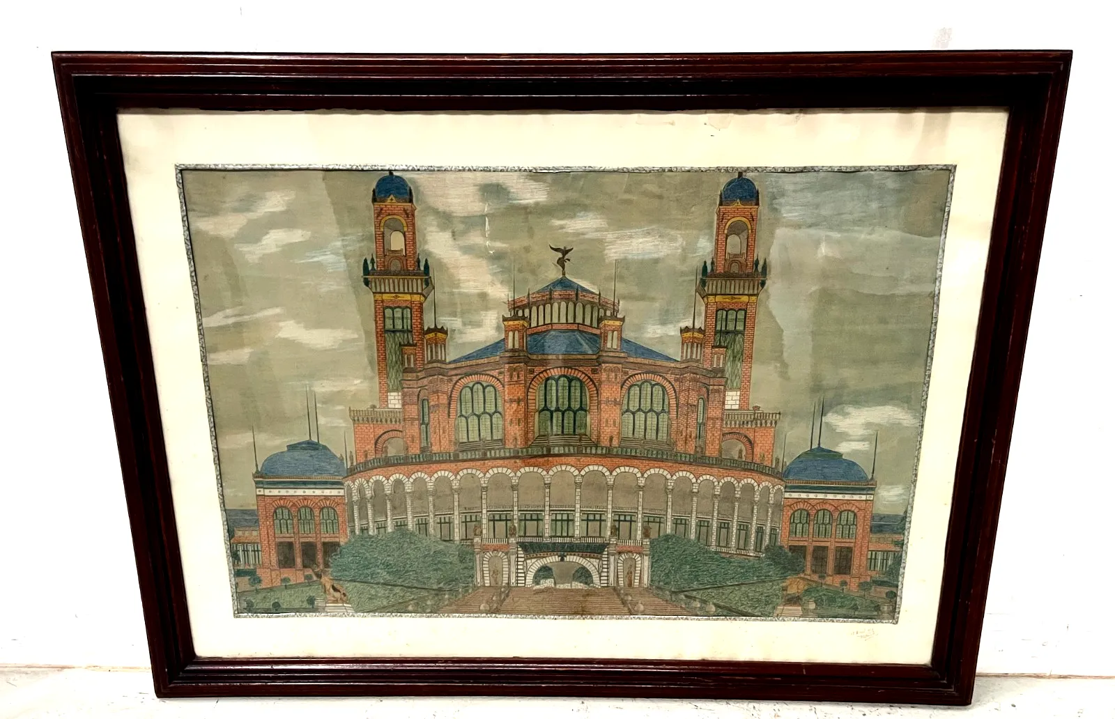 Le Trocadéro A Paris Color Drawing Signed And Dated 20th Century