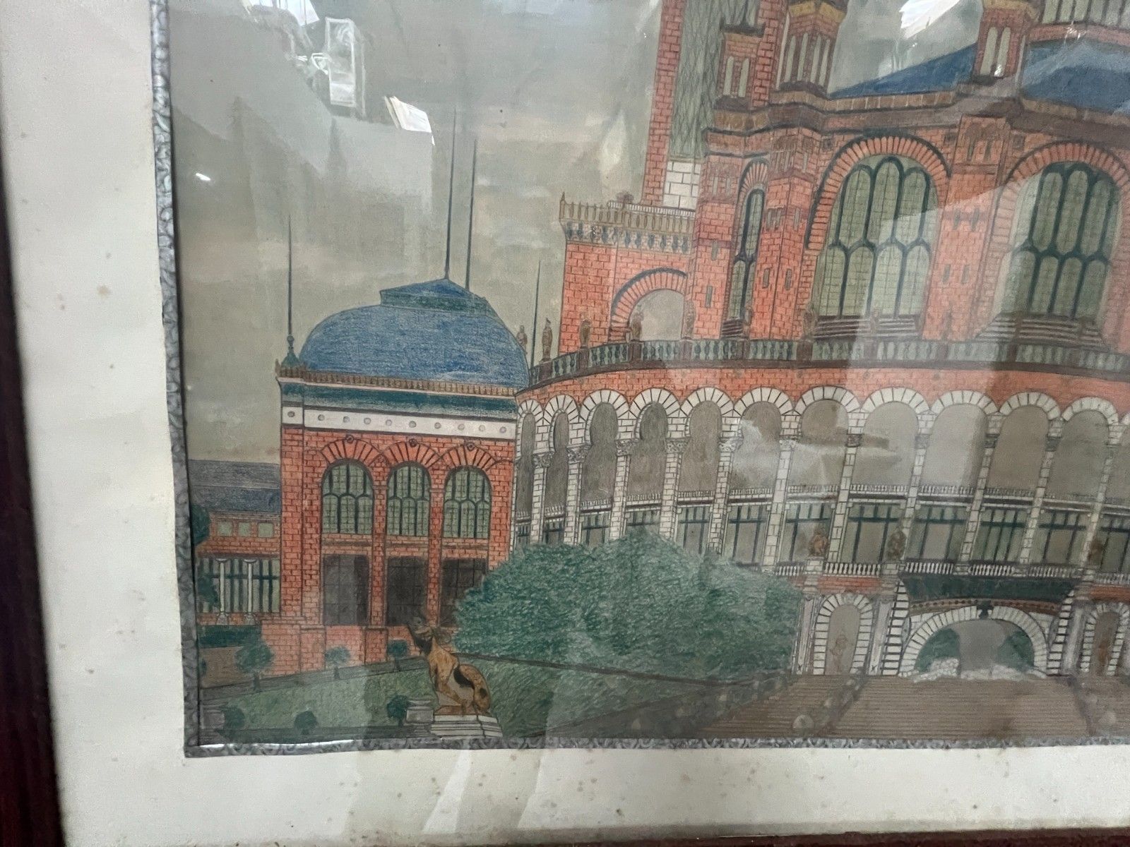 Le Trocadéro A Paris Color Drawing Signed And Dated 20th Century photo for sale