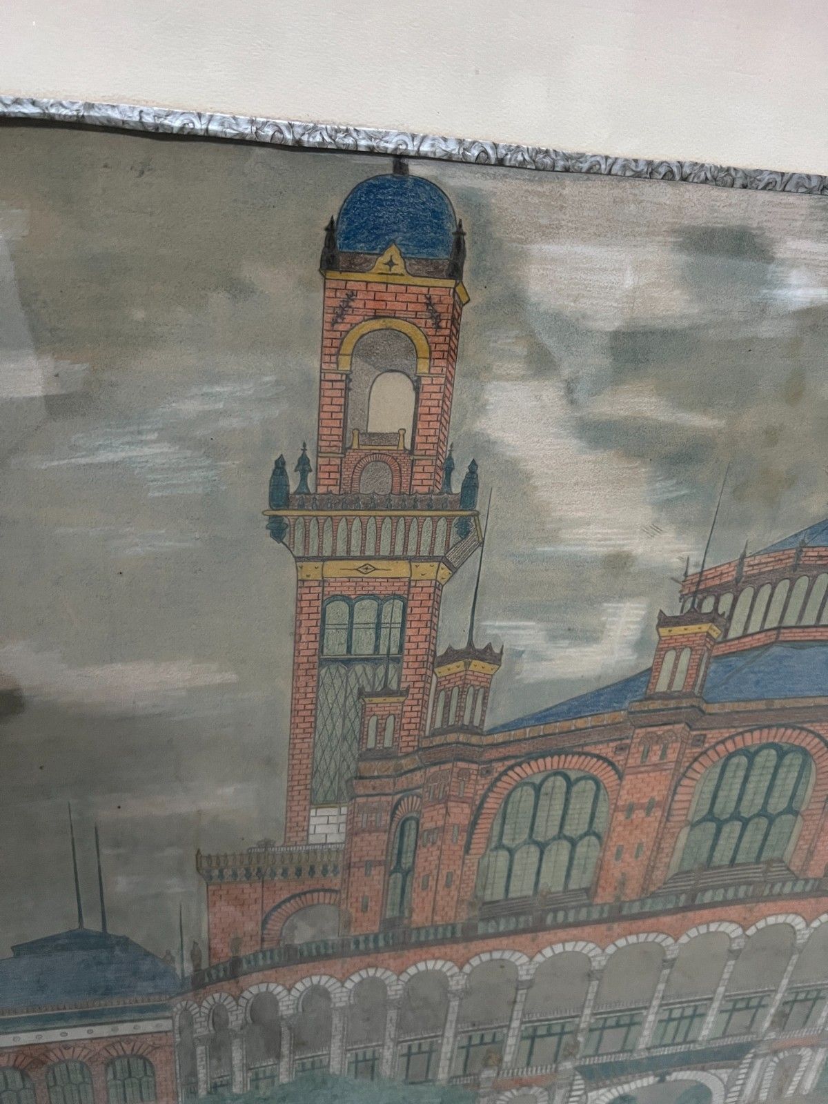 photo for sale Le Trocadéro A Paris Color Drawing Signed And Dated 20th Century