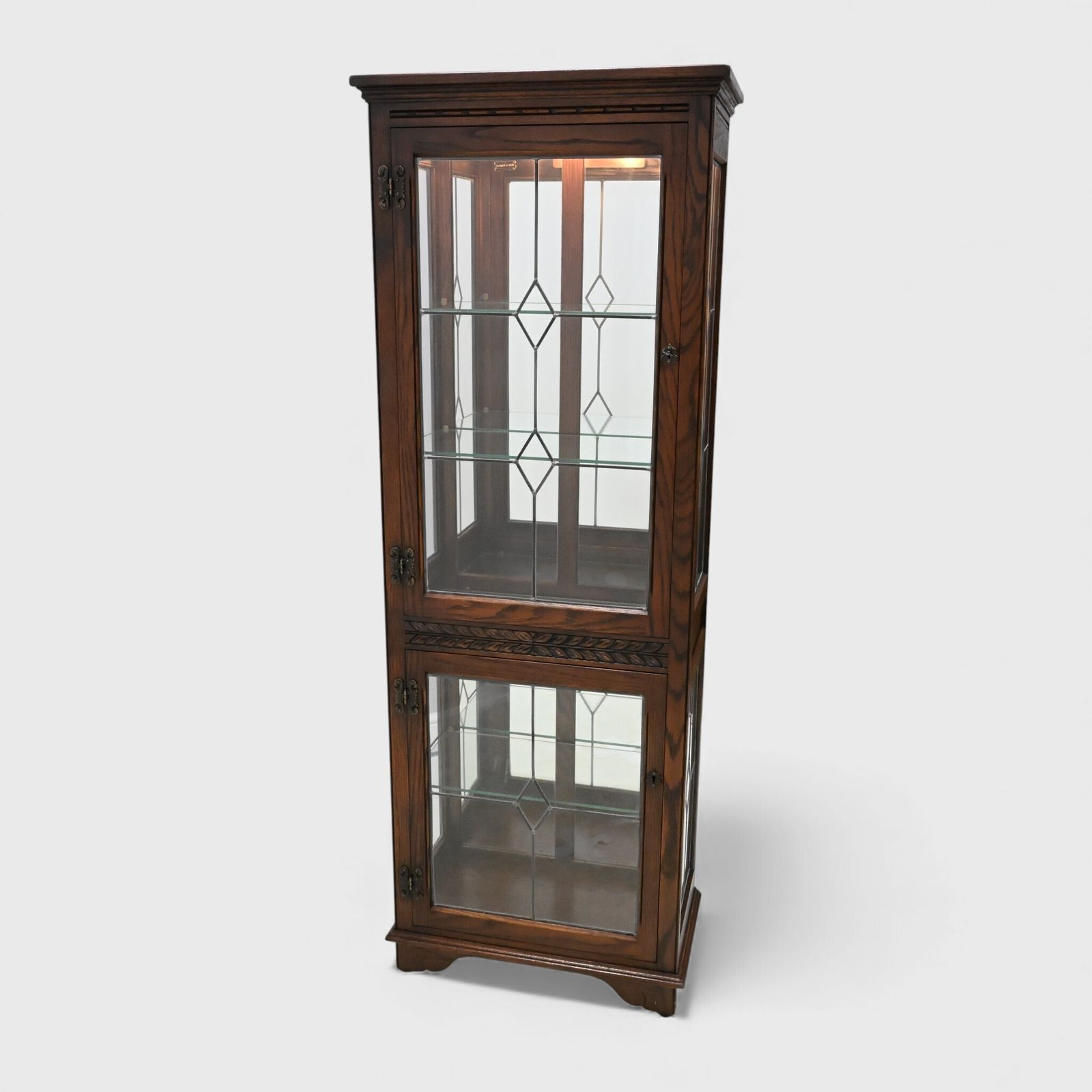 Old Charm Display Cabinet Tudor Brown Top Lighting Exc Free Nationwide Delivery* photo Furniture
