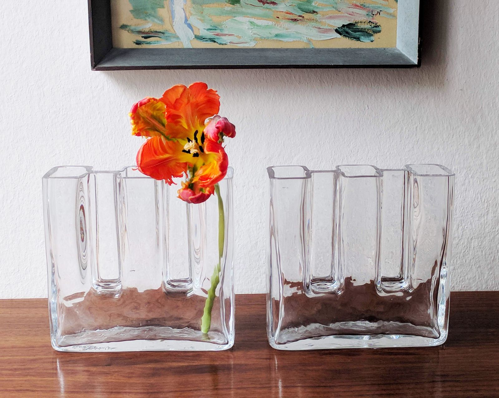 photo furniture Sculptural Crystal Glass Vases By Josef Riedel For Riedel Glass, Austria, 1970s, Set Of 2